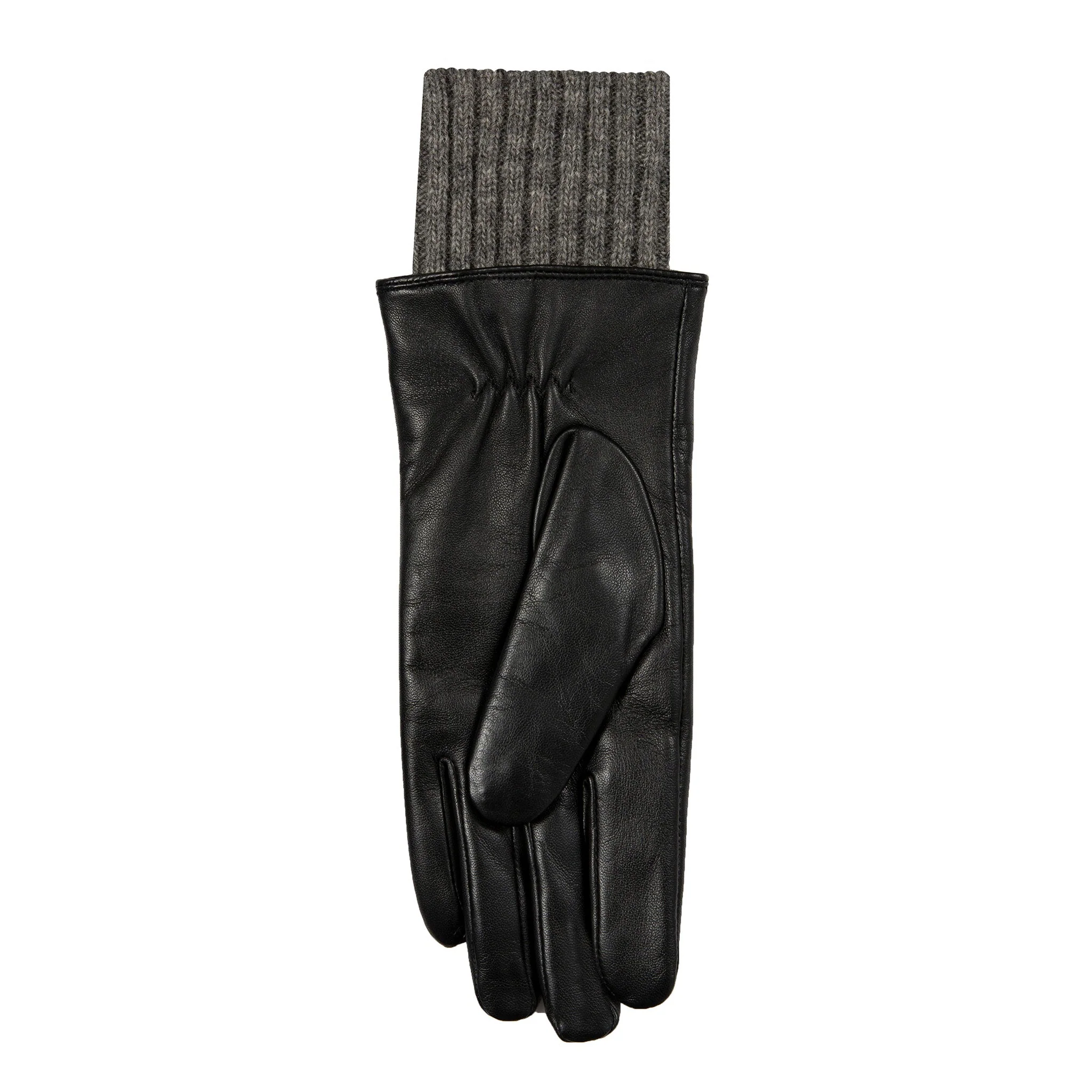 Women’s Three-Point Wool Blend-Lined Leather Gloves with Knitted Cuffs - Image 8