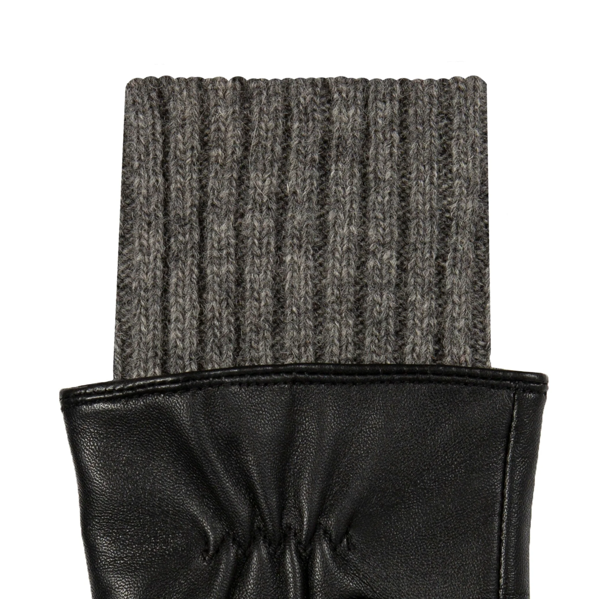 Women’s Three-Point Wool Blend-Lined Leather Gloves with Knitted Cuffs - Image 9