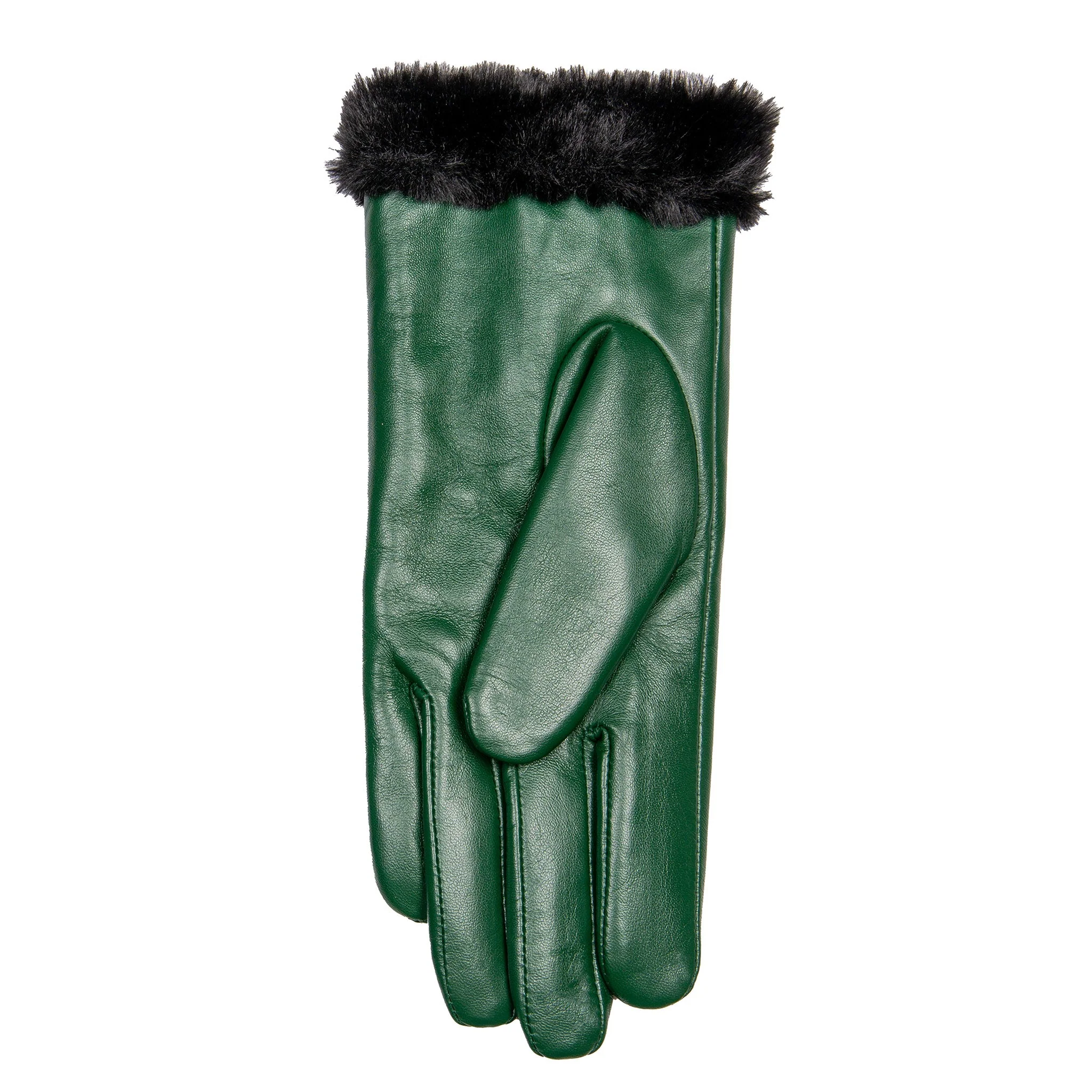 Women’s Touchscreen Faux Fur-Lined Leather Gloves with Zip - Image 17