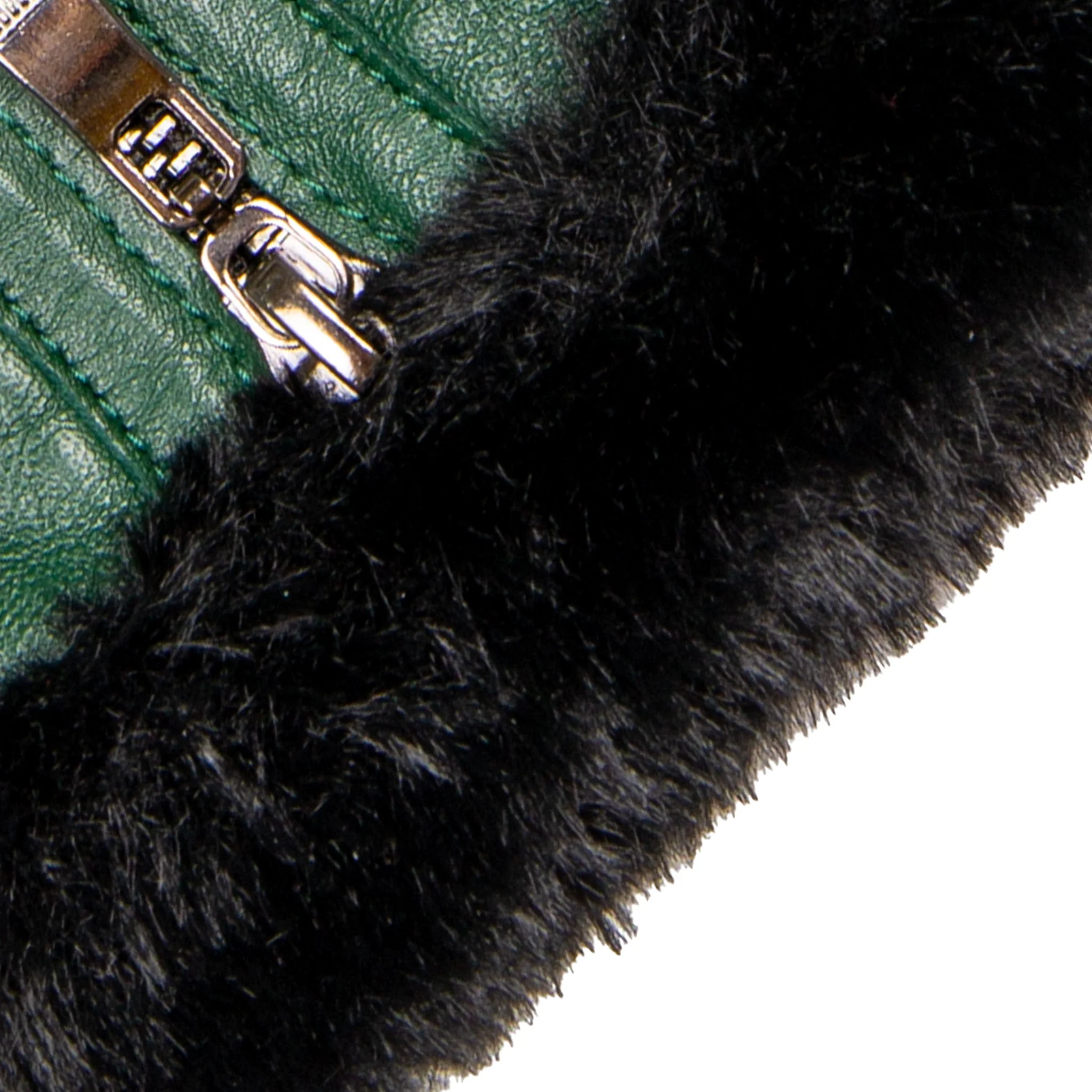 Women’s Touchscreen Faux Fur-Lined Leather Gloves with Zip - Image 22
