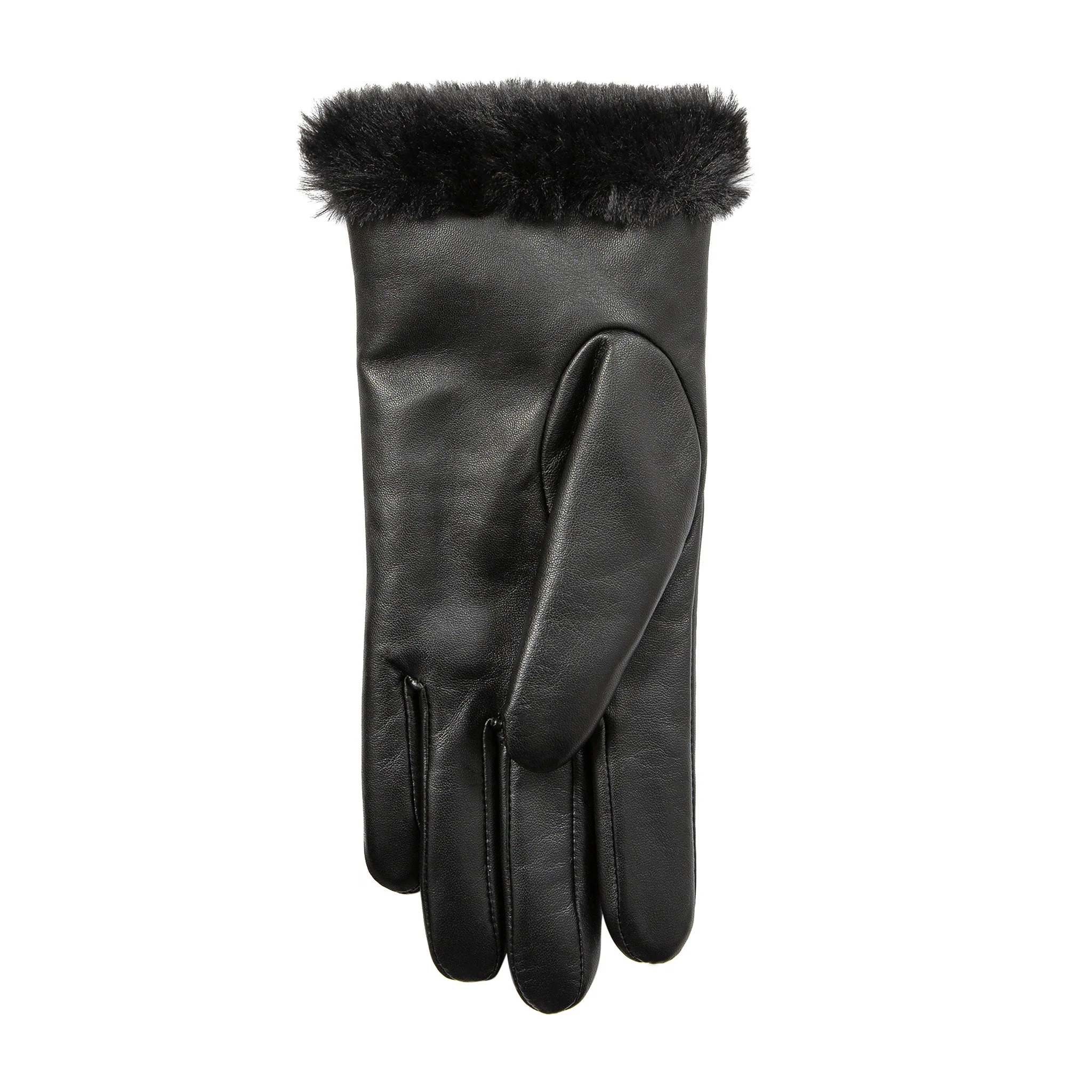 Women’s Touchscreen Faux Fur-Lined Leather Gloves with Zip - Image 27