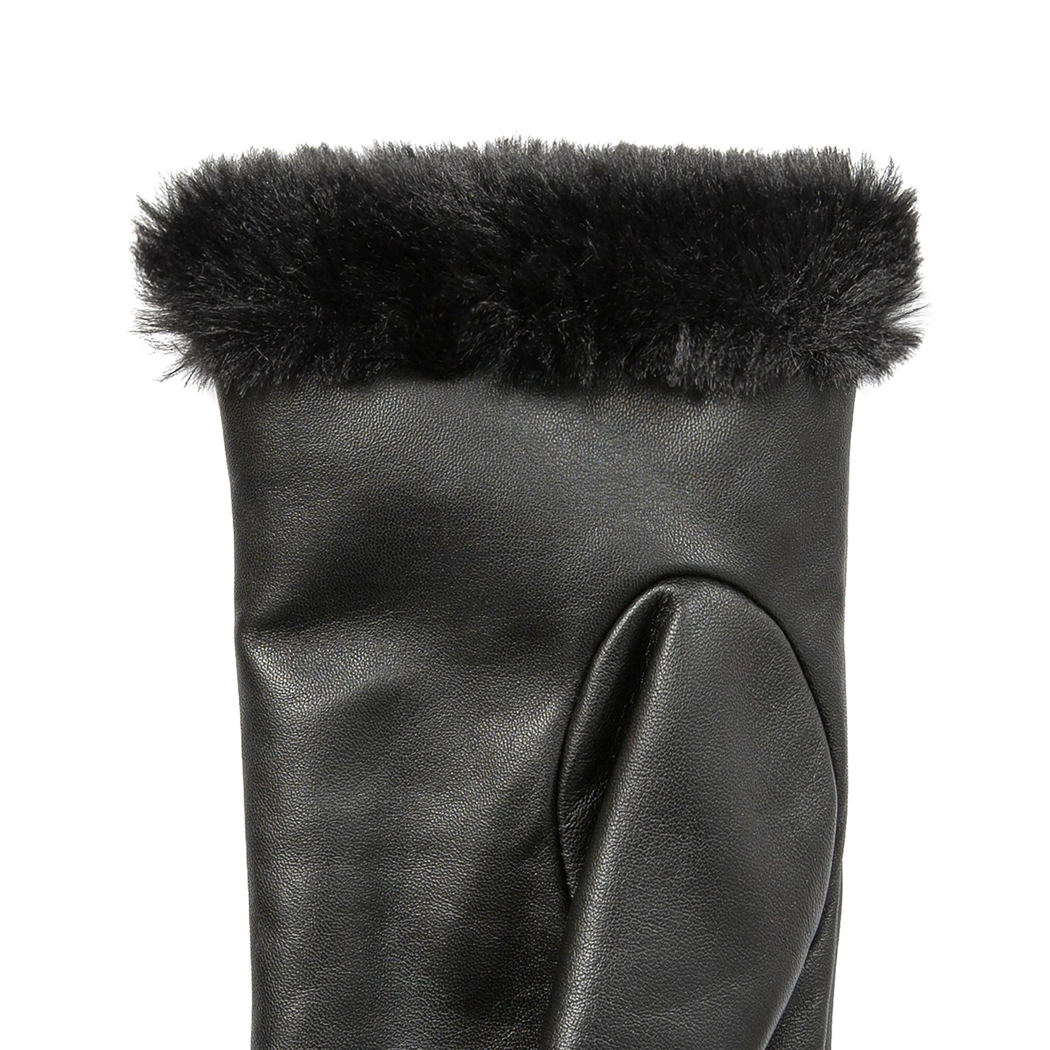 Women’s Touchscreen Faux Fur-Lined Leather Gloves with Zip - Image 28