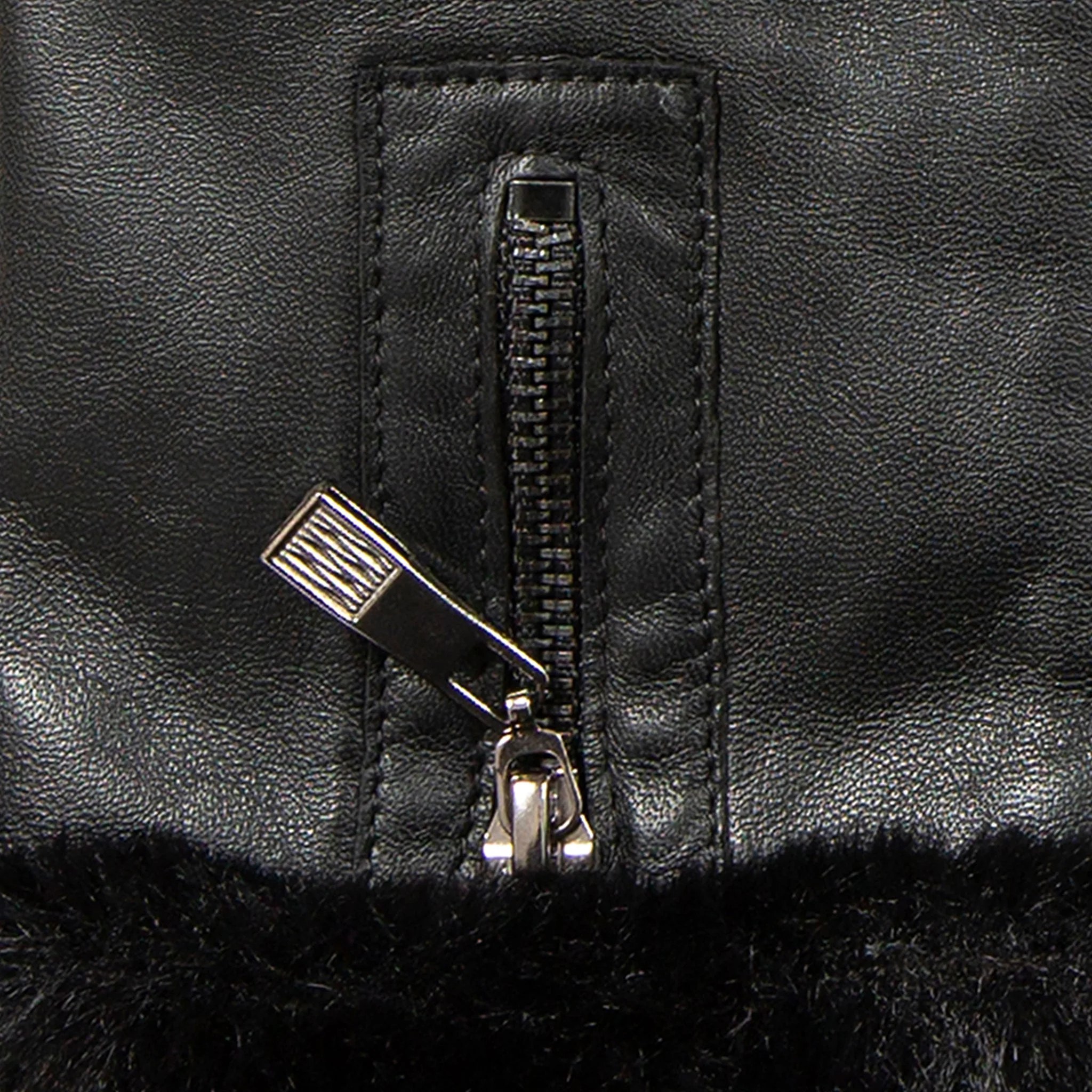 Women’s Touchscreen Faux Fur-Lined Leather Gloves with Zip - Image 30
