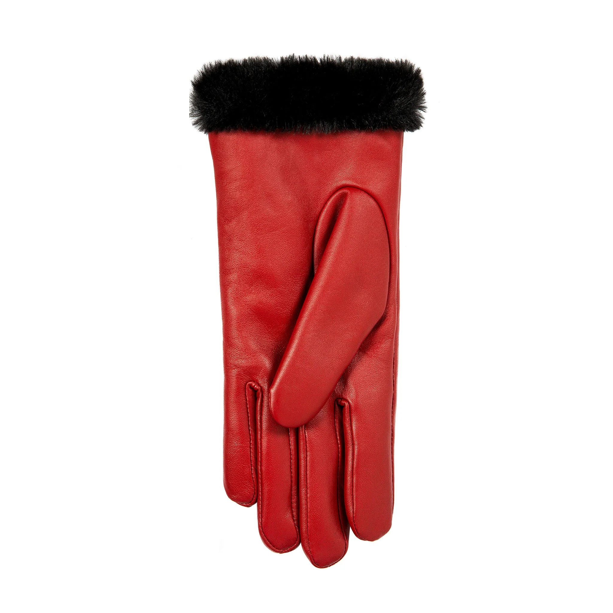 Women’s Touchscreen Faux Fur-Lined Leather Gloves with Zip - Image 7