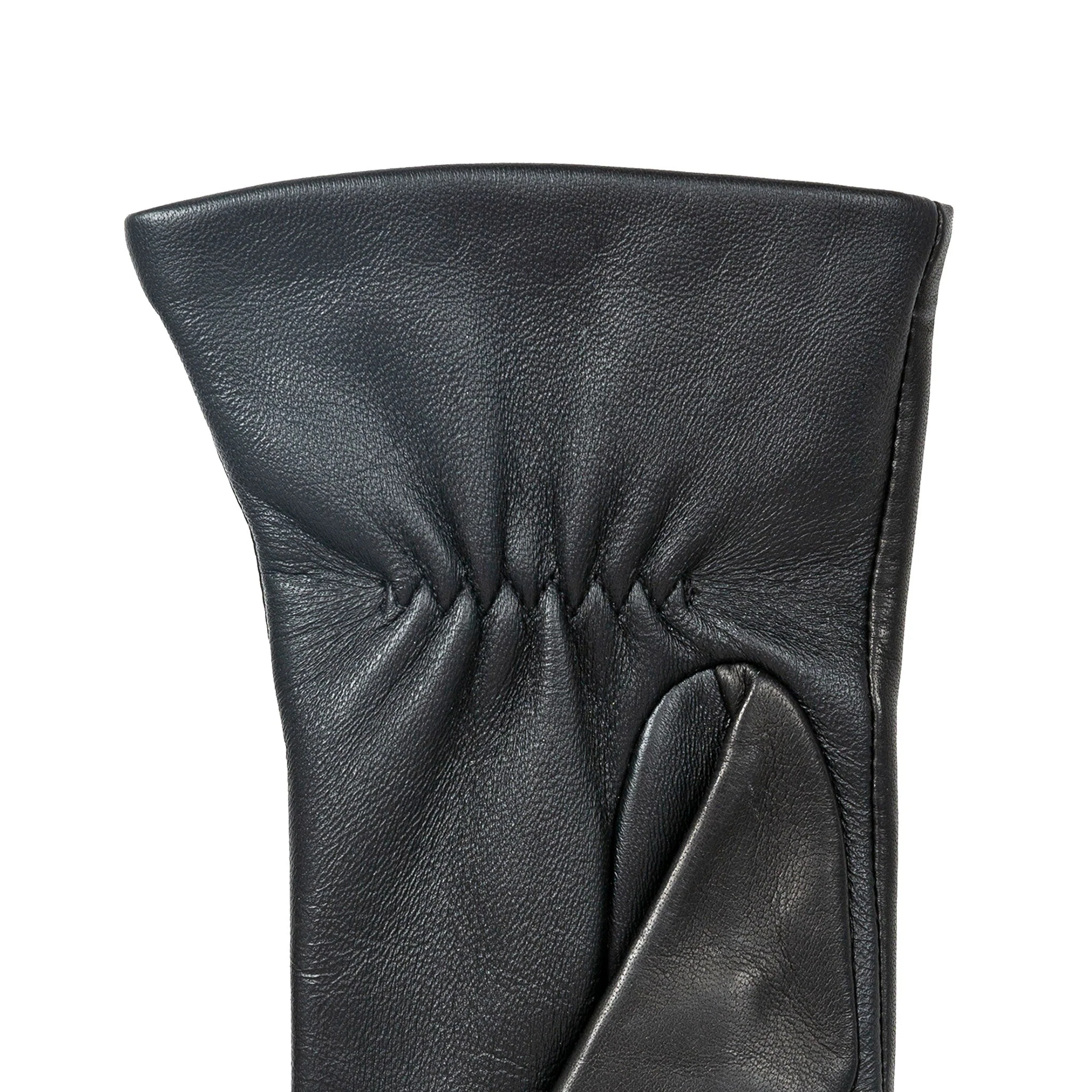 Women’s Touchscreen Three-Point Cashmere-Lined Leather Gloves with Buttons - Image 10