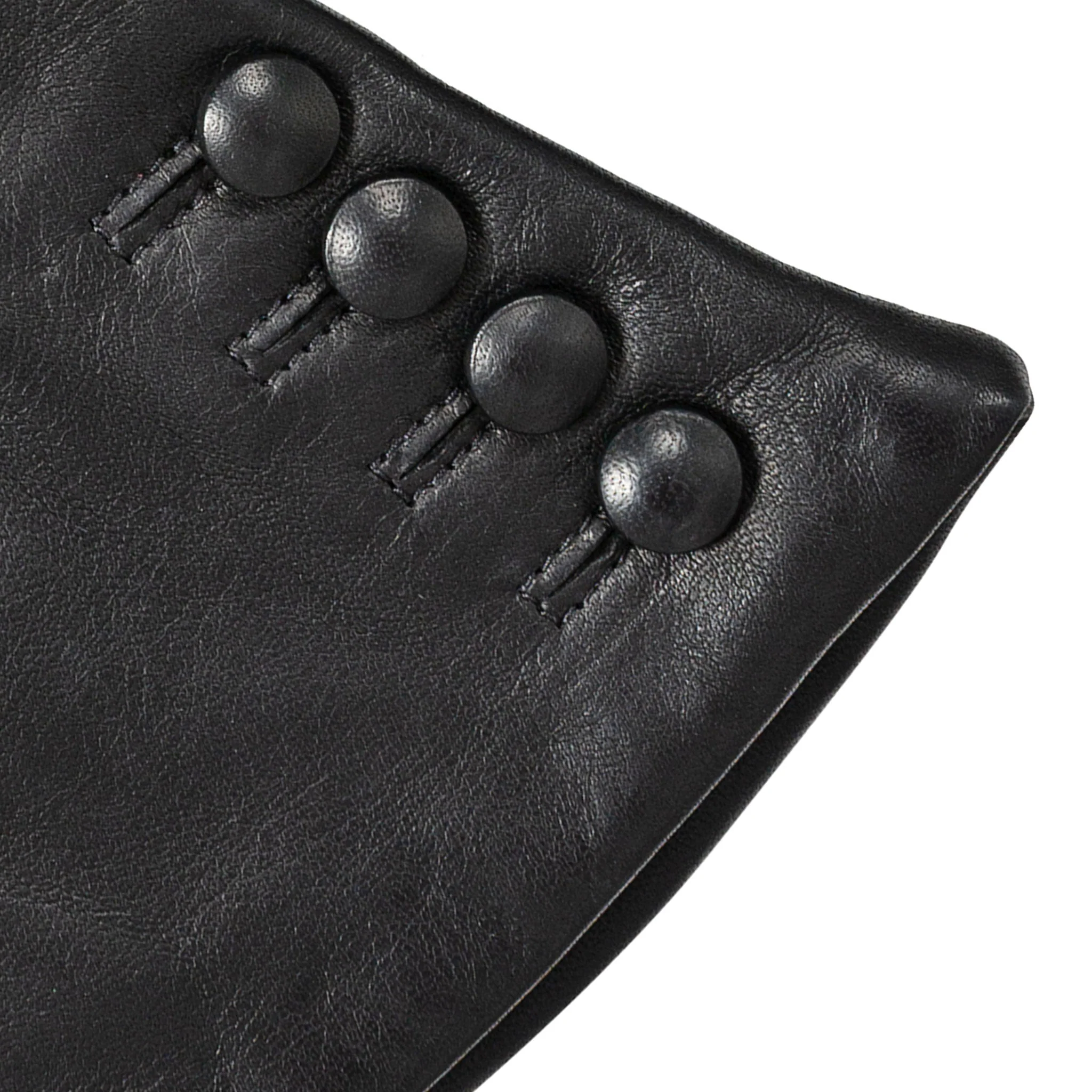 Women’s Touchscreen Three-Point Cashmere-Lined Leather Gloves with Buttons - Image 14