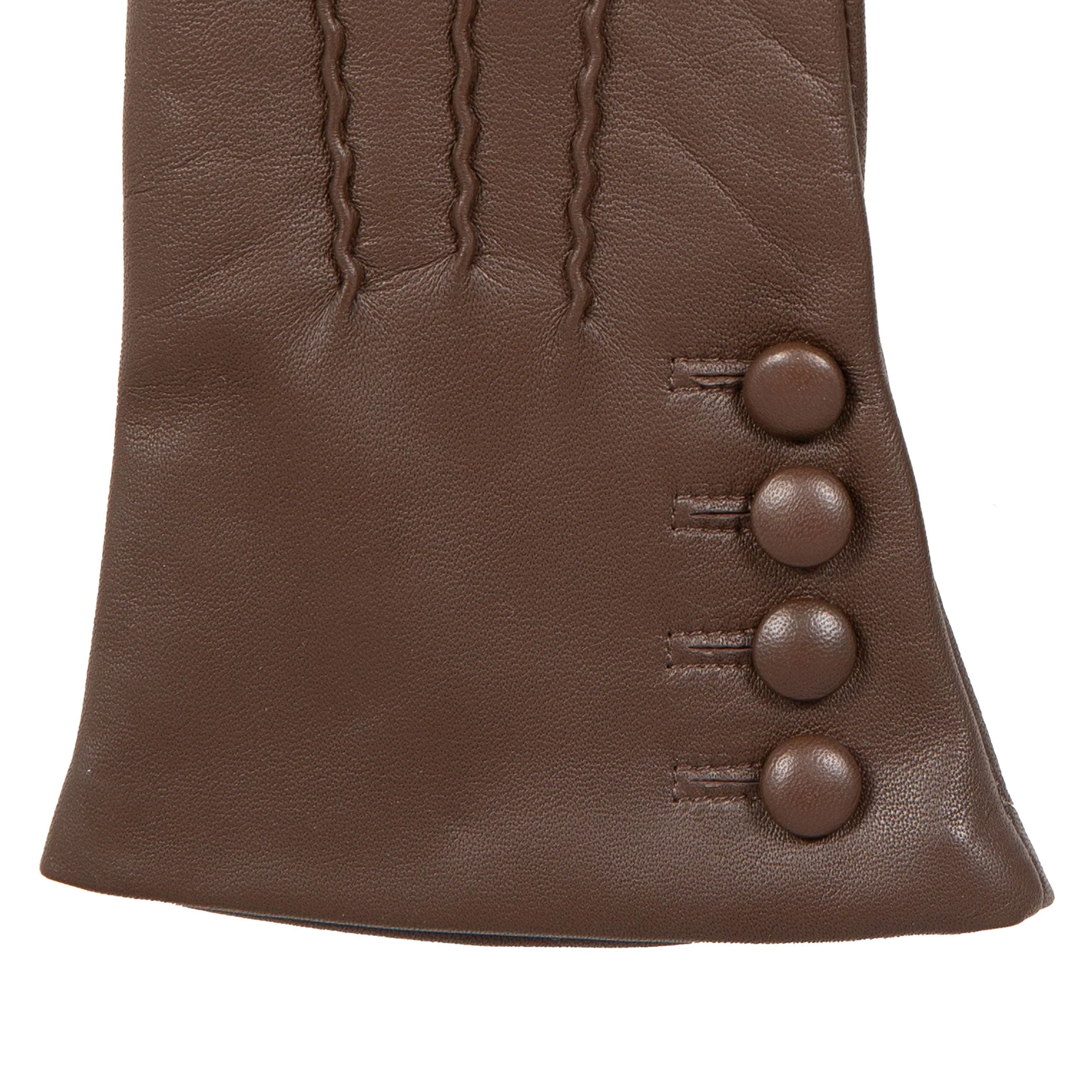 Women’s Touchscreen Three-Point Cashmere-Lined Leather Gloves with Buttons - Image 19