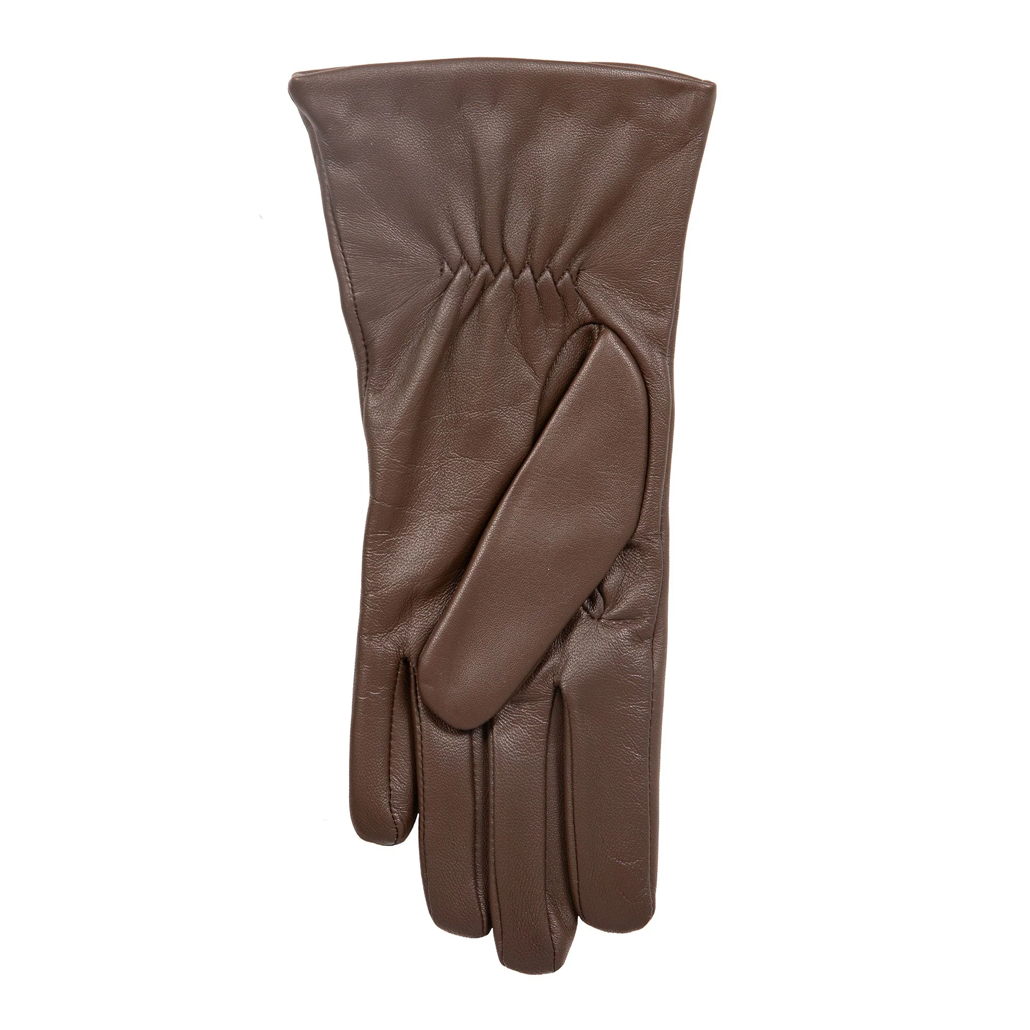 Women’s Touchscreen Three-Point Cashmere-Lined Leather Gloves with Buttons - Image 20