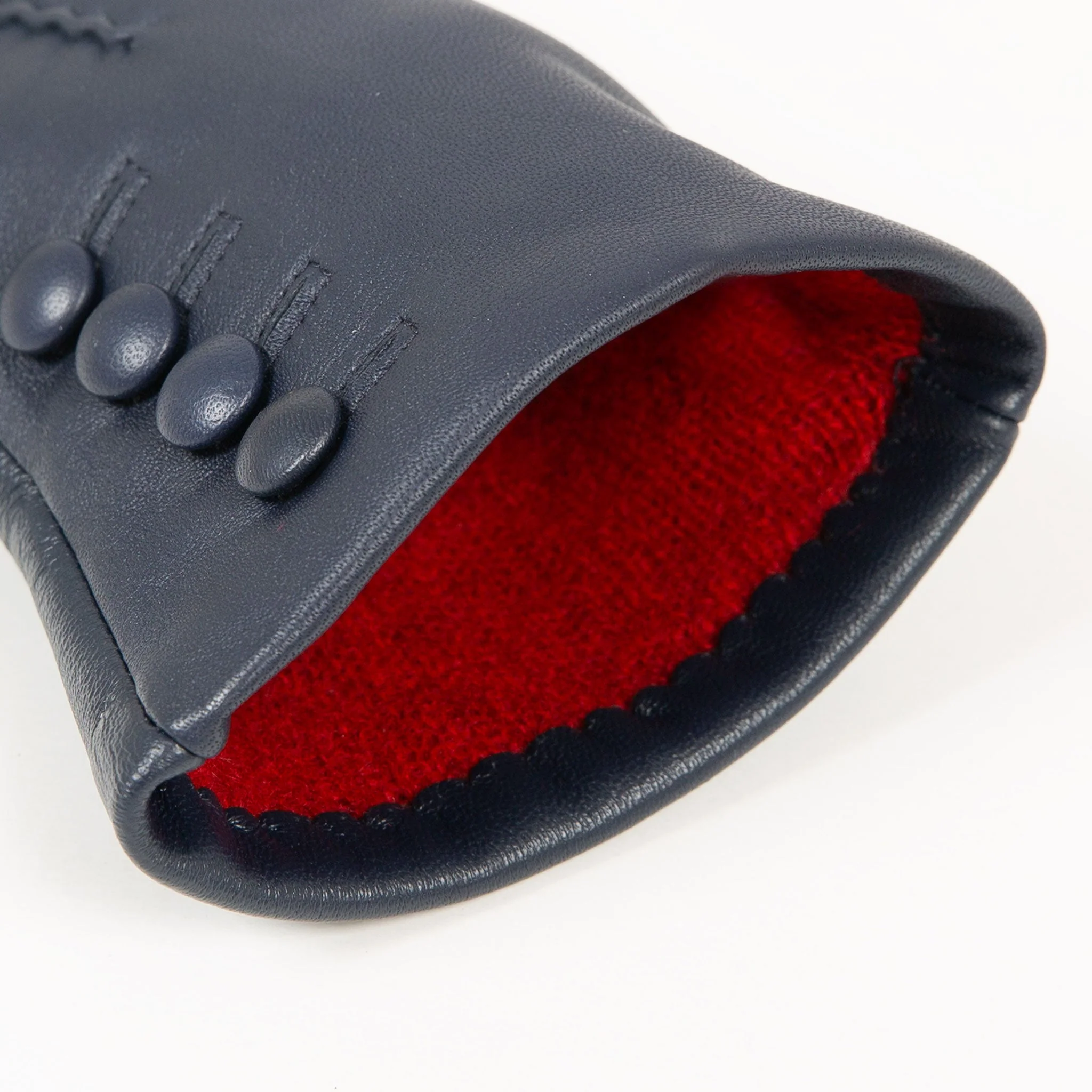 Women’s Touchscreen Three-Point Cashmere-Lined Leather Gloves with Buttons - Image 34