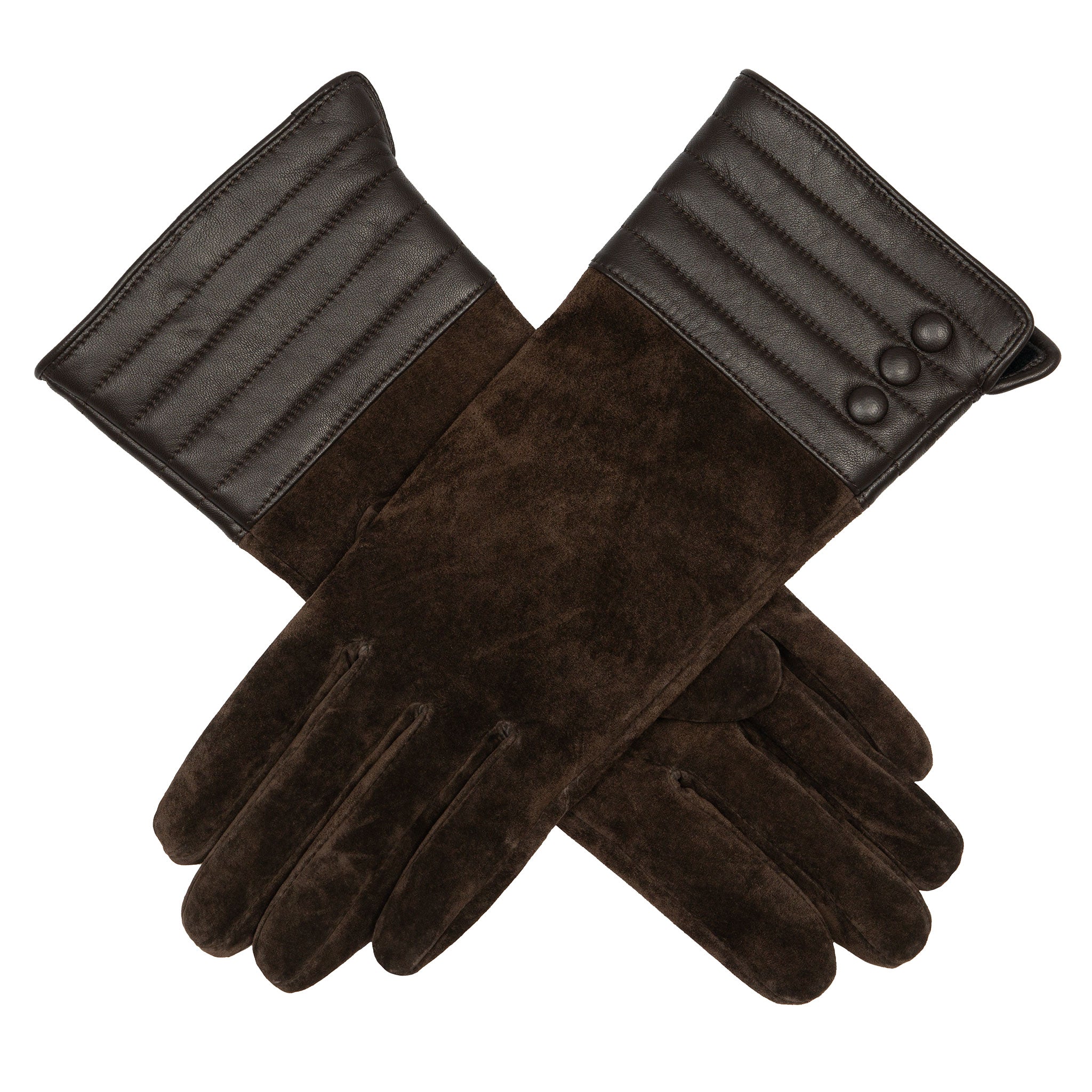 Women’s Touchscreen Water-Resistant Lined Suede Gloves with Leather Cuffs - Image 24