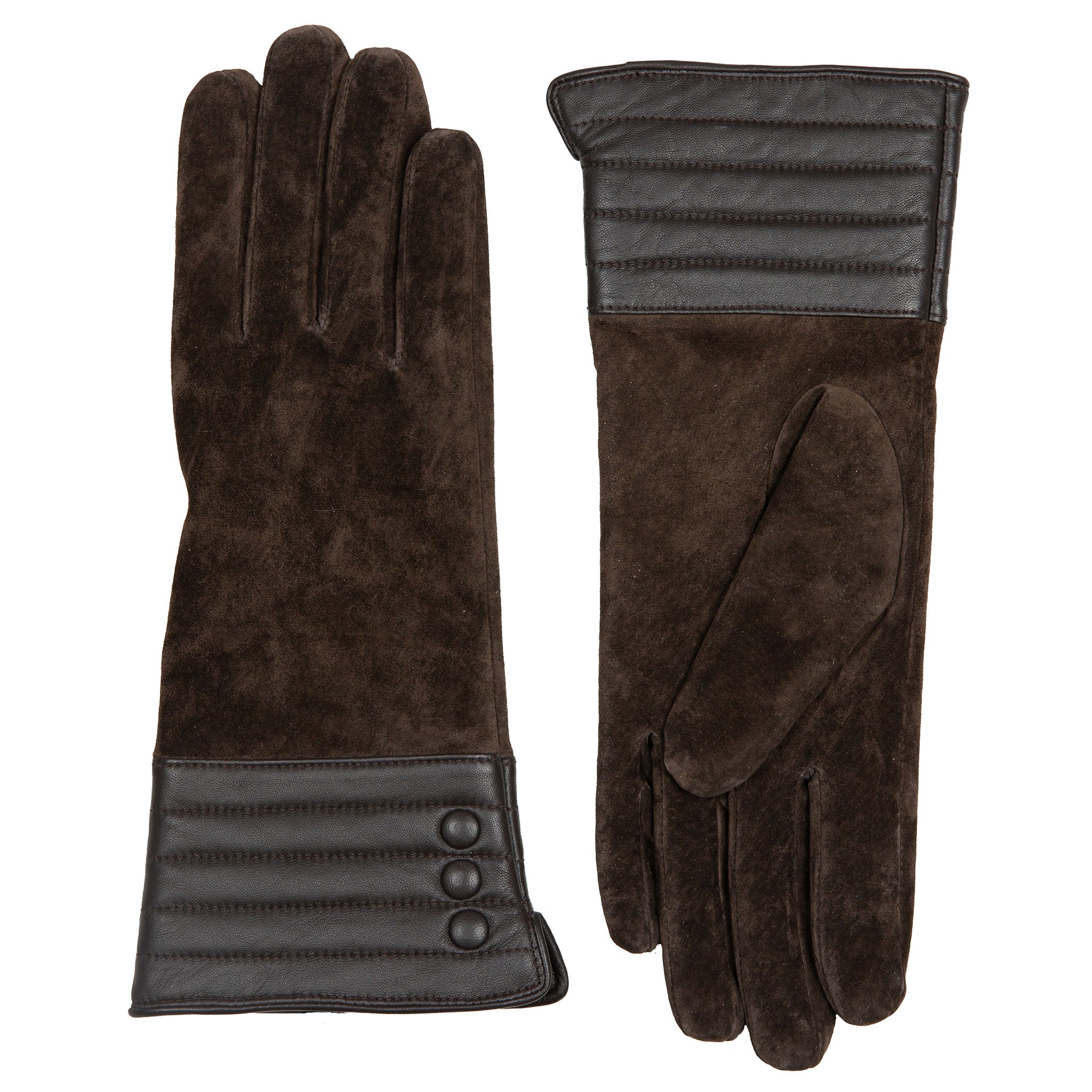 Women’s Touchscreen Water-Resistant Lined Suede Gloves with Leather Cuffs - Image 27