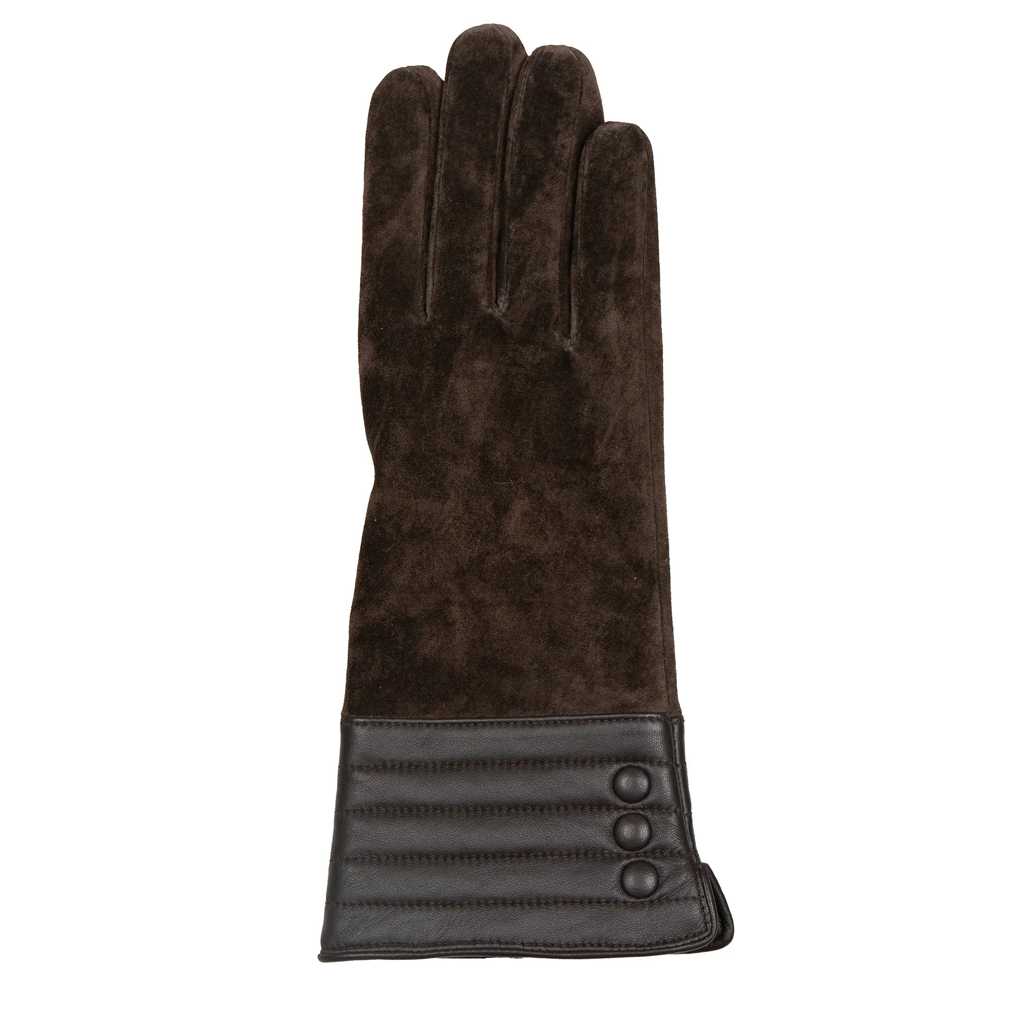 Women’s Touchscreen Water-Resistant Lined Suede Gloves with Leather Cuffs - Image 28