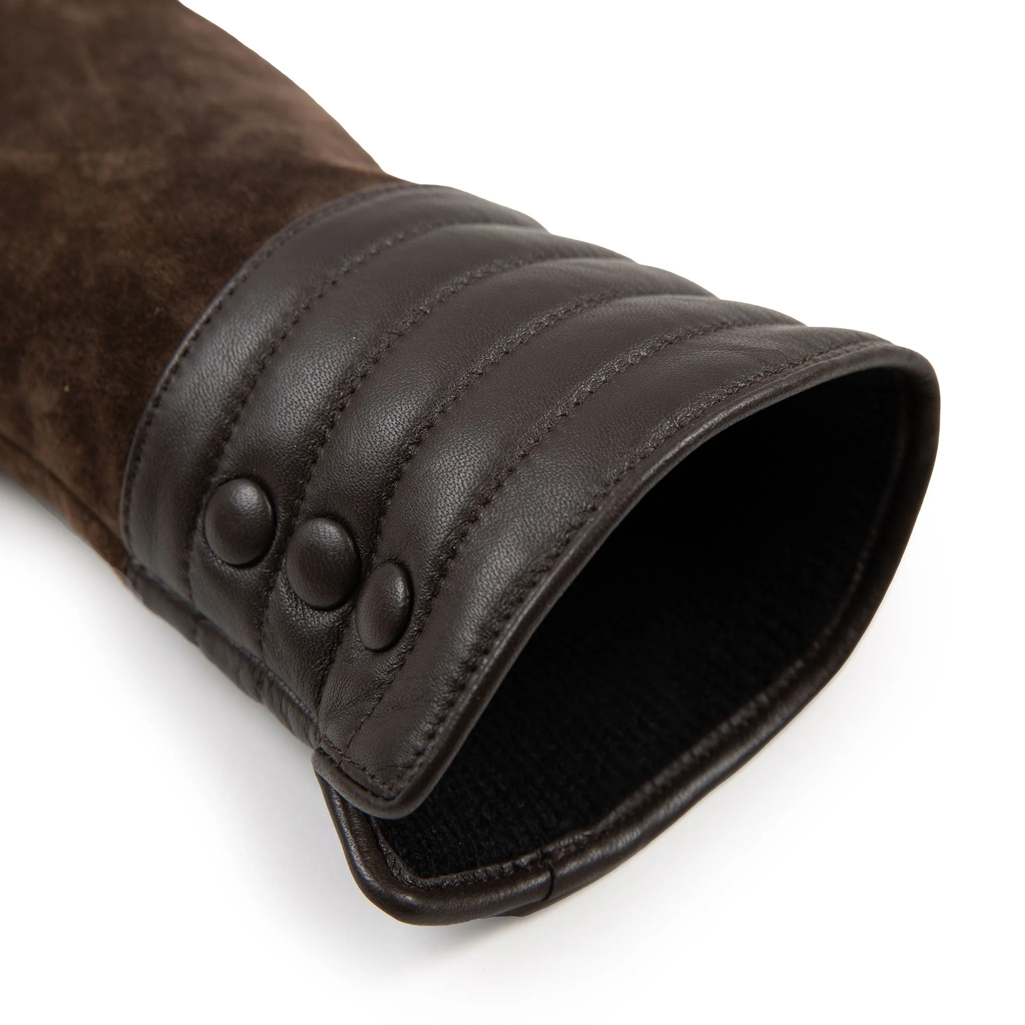 Women’s Touchscreen Water-Resistant Lined Suede Gloves with Leather Cuffs - Image 34