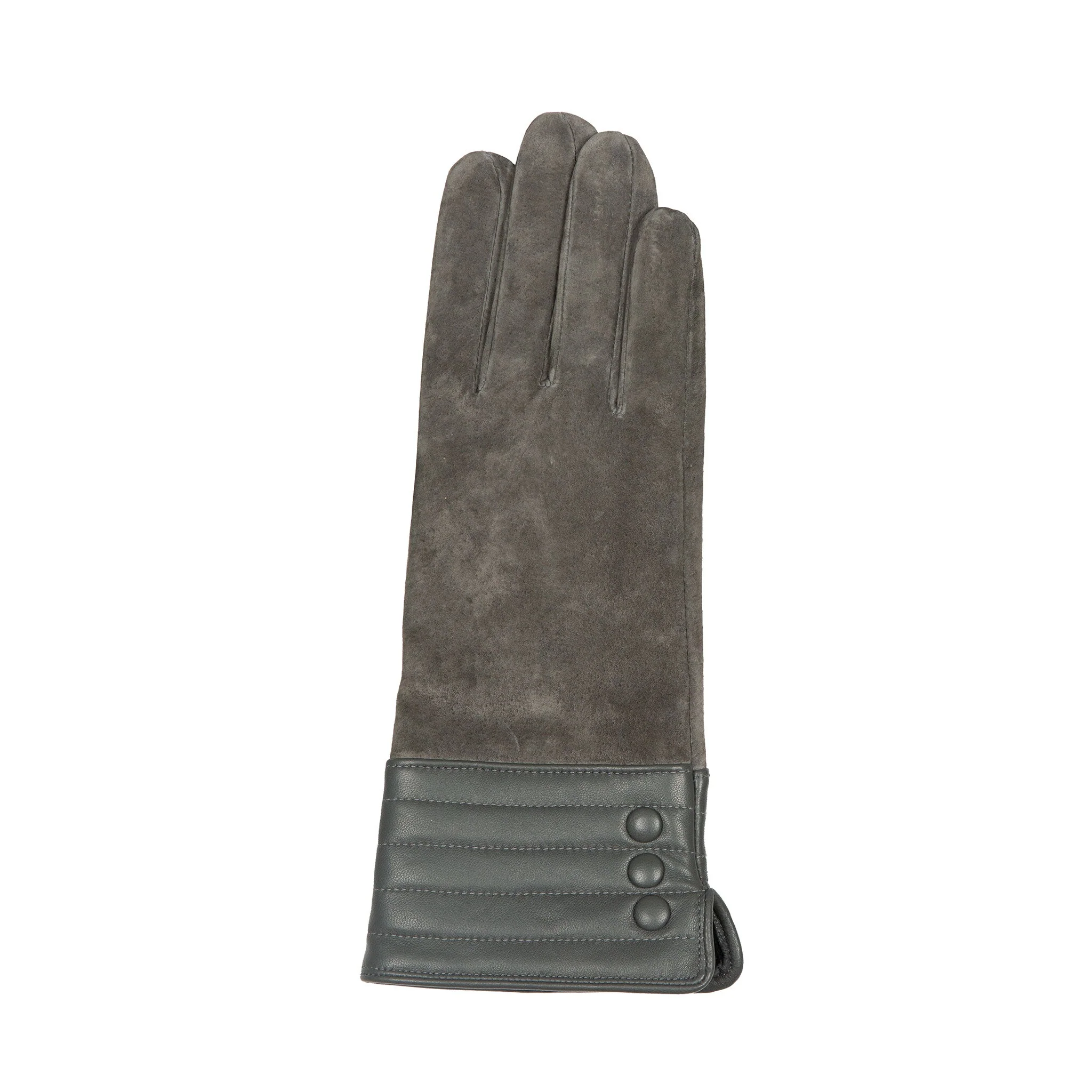Women’s Touchscreen Water-Resistant Lined Suede Gloves with Leather Cuffs - Image 5