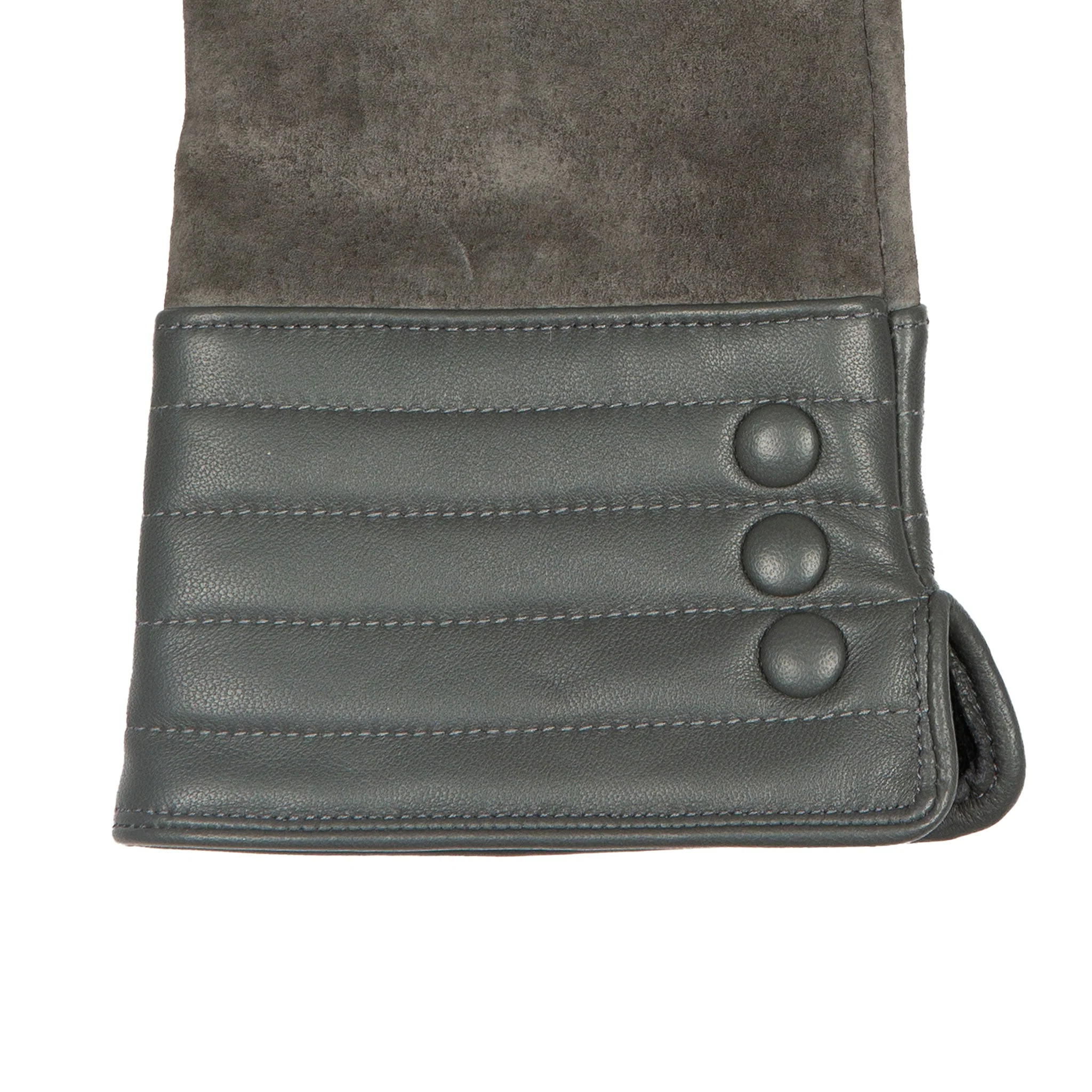 Women’s Touchscreen Water-Resistant Lined Suede Gloves with Leather Cuffs - Image 6