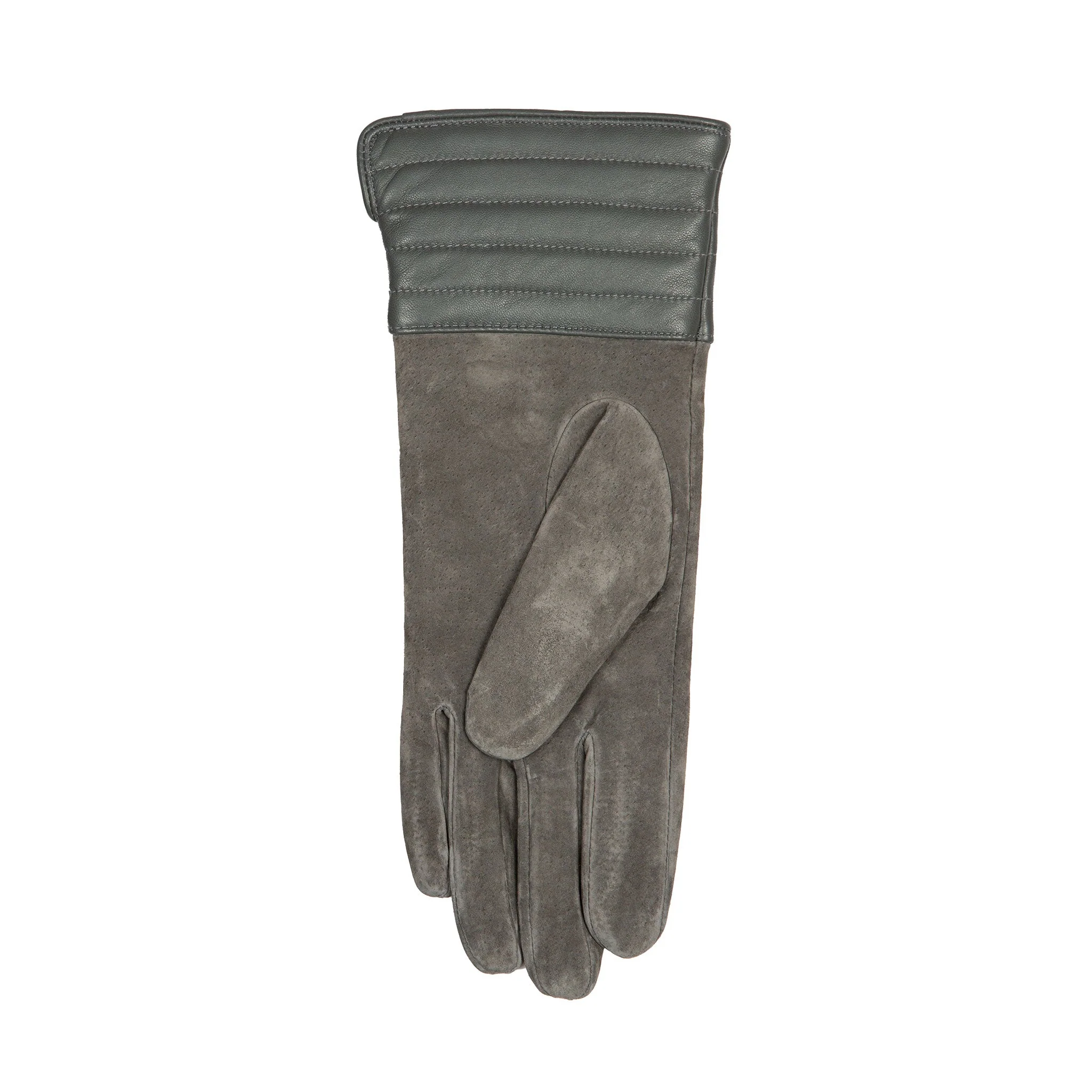 Women’s Touchscreen Water-Resistant Lined Suede Gloves with Leather Cuffs - Image 7