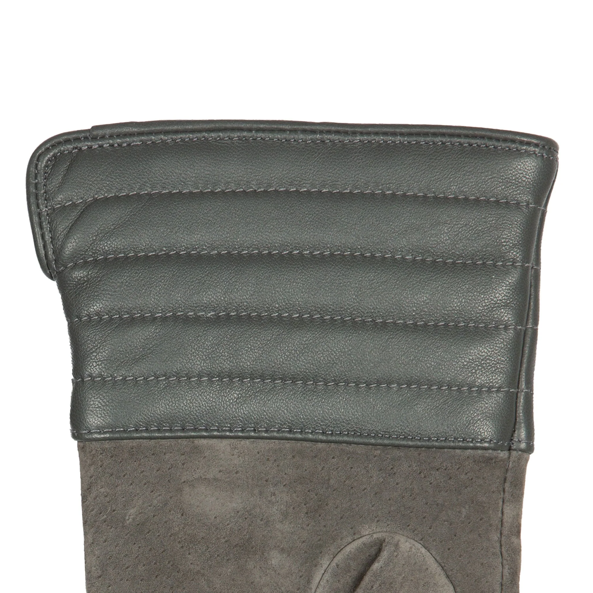 Women’s Touchscreen Water-Resistant Lined Suede Gloves with Leather Cuffs - Image 8