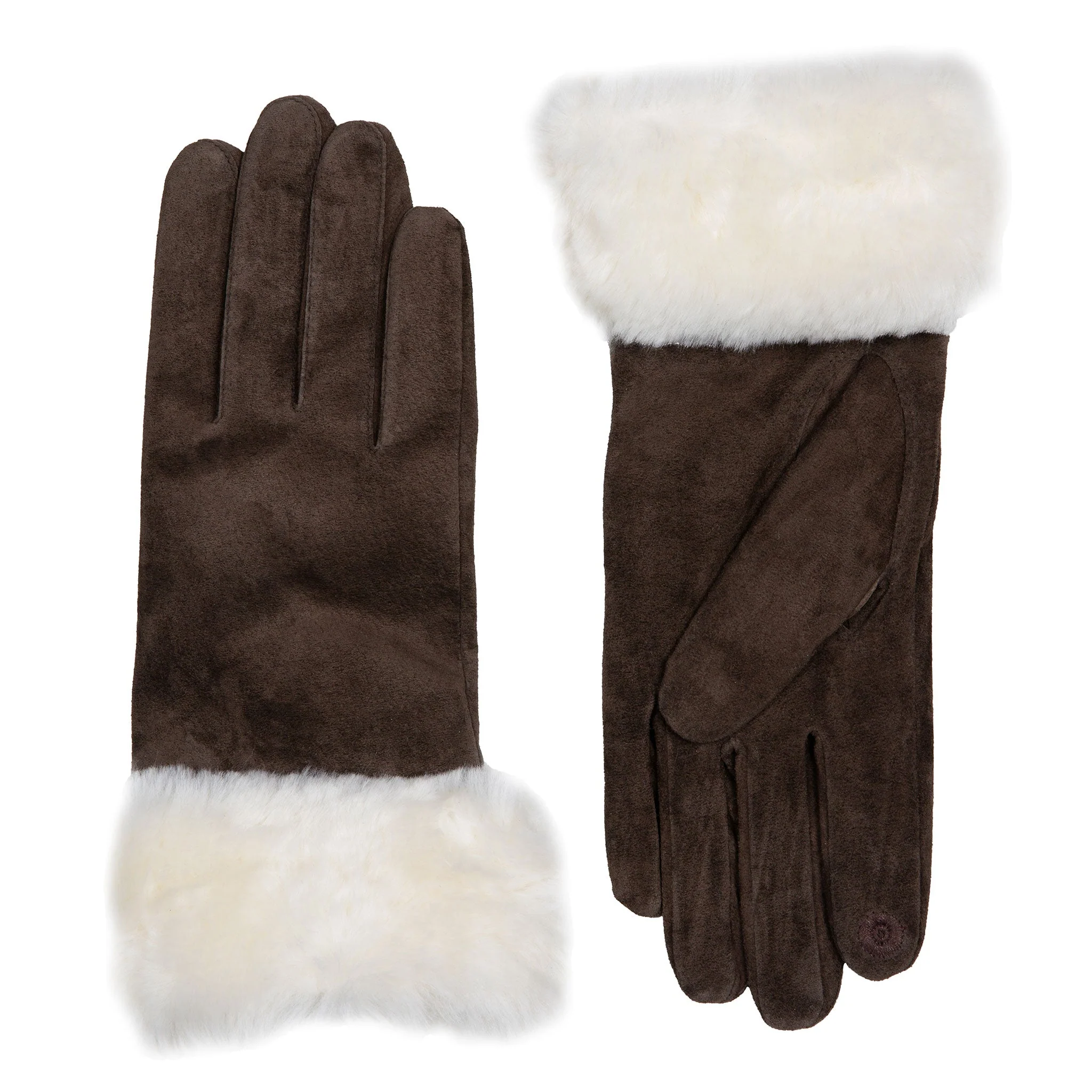 Women’s Touchscreen Water-Resistant Lined Suede Gloves with Sheepskin Cuffs - Image 16