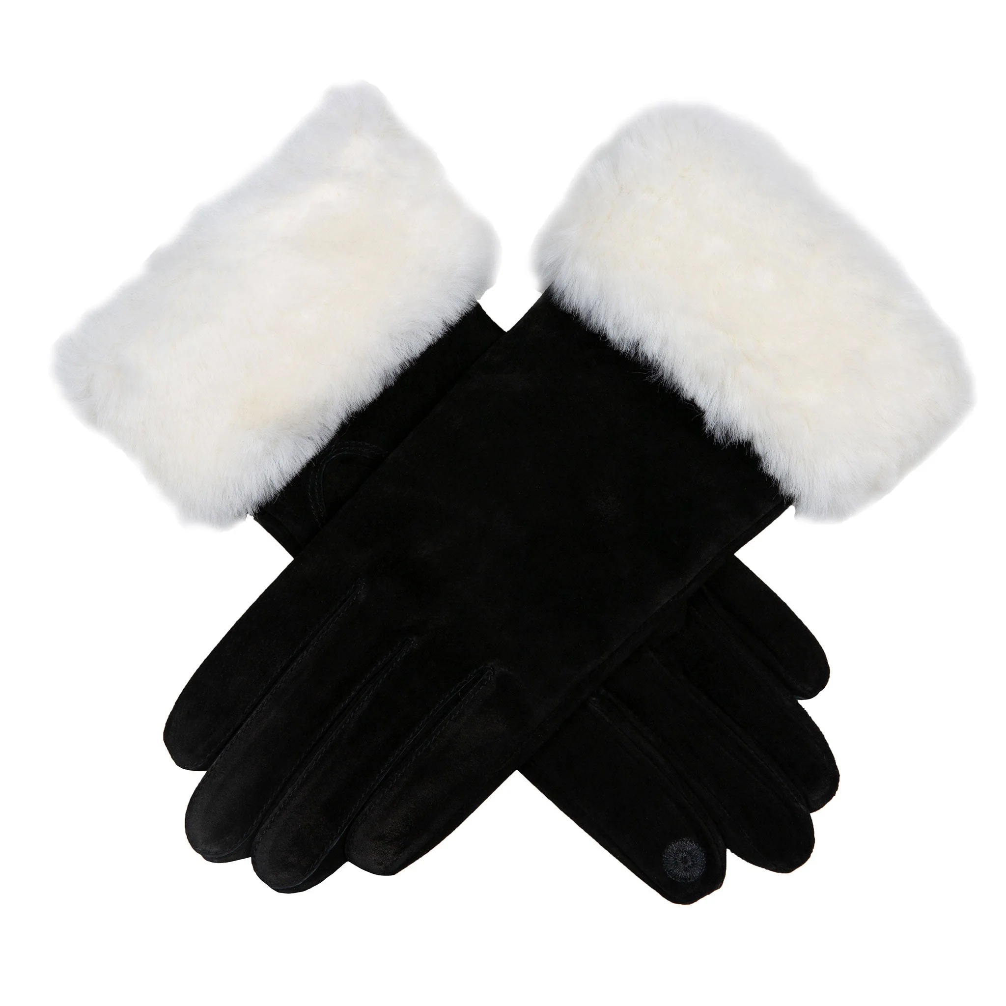 Women’s Touchscreen Water-Resistant Lined Suede Gloves with Sheepskin Cuffs - Image 25
