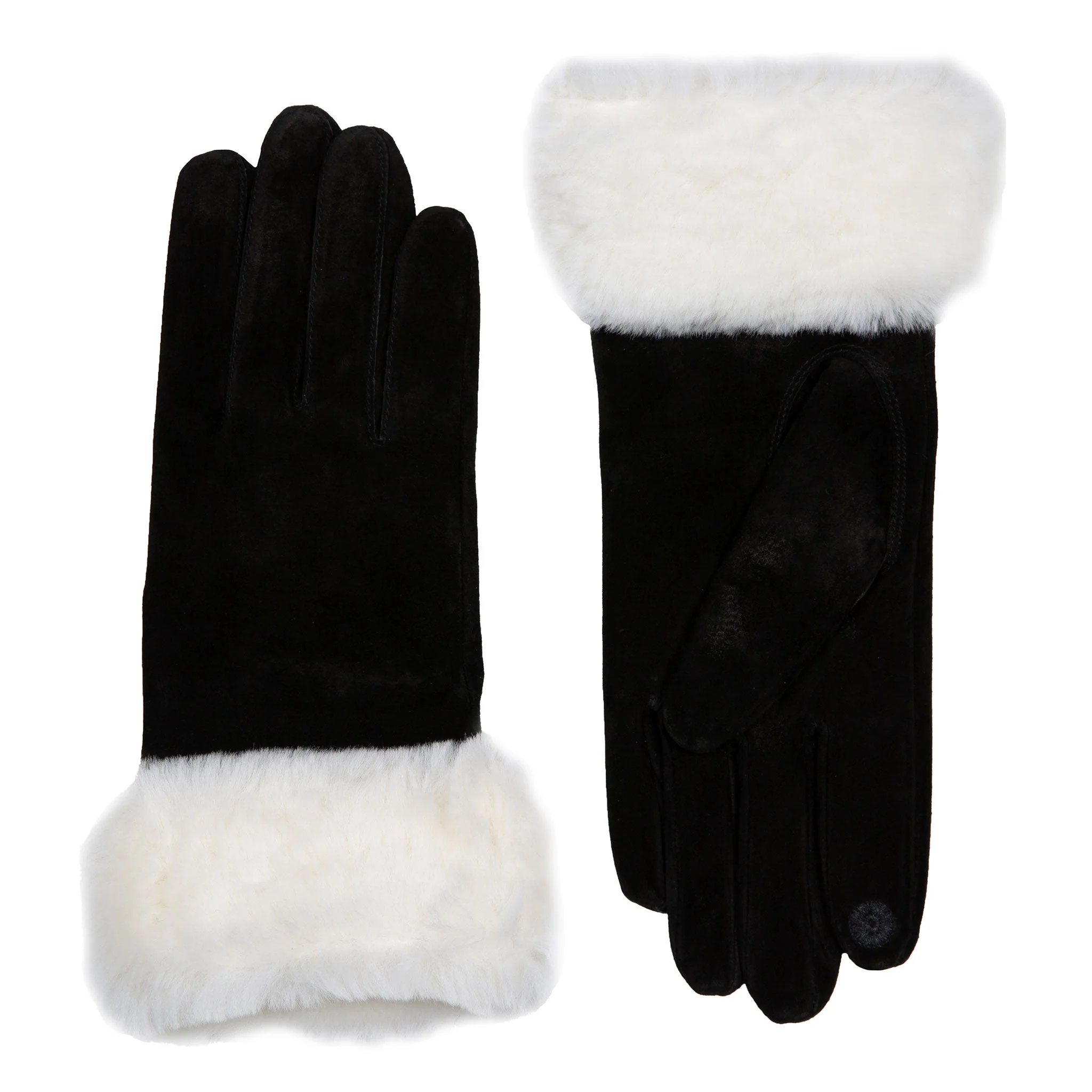 Women’s Touchscreen Water-Resistant Lined Suede Gloves with Sheepskin Cuffs - Image 26