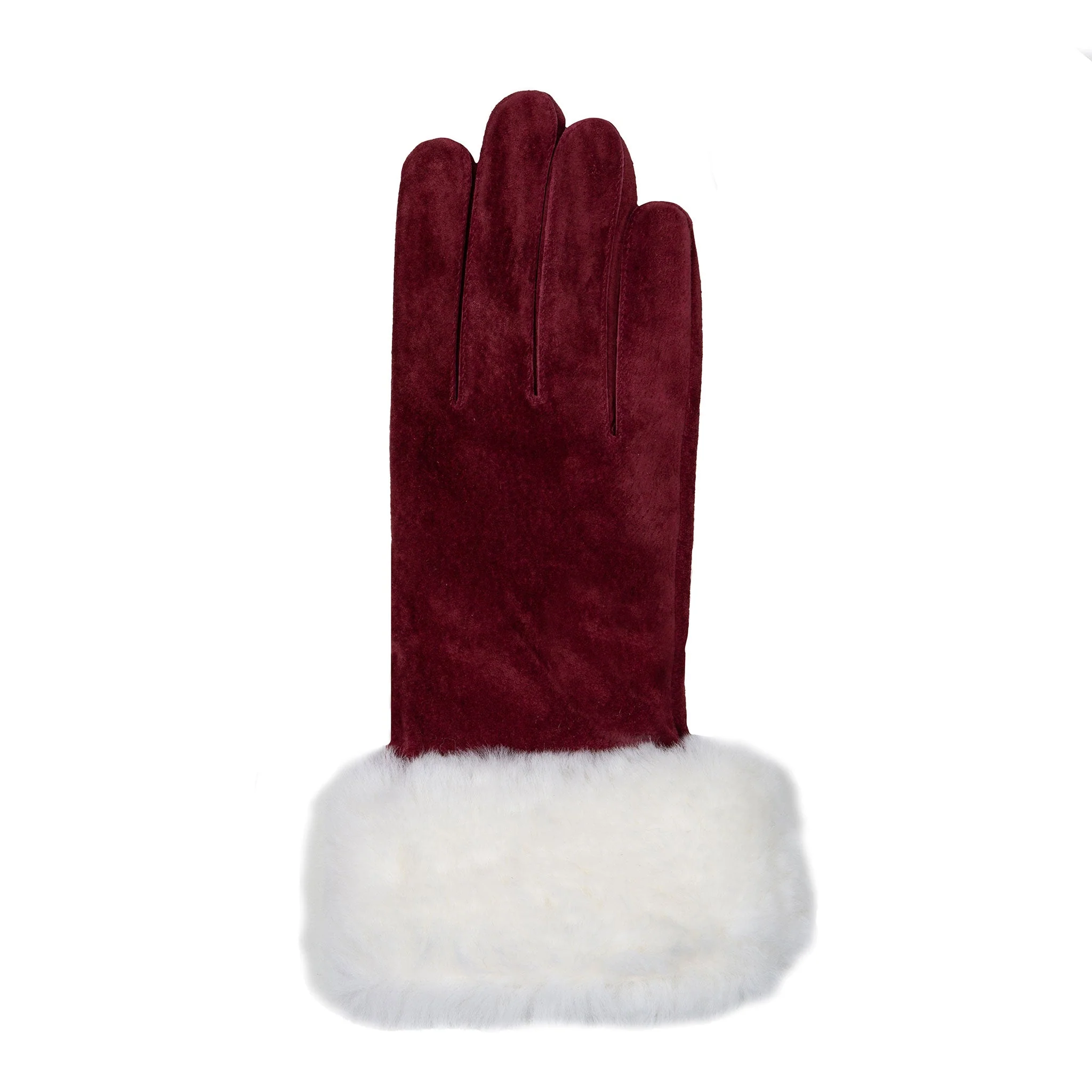 Women’s Touchscreen Water-Resistant Lined Suede Gloves with Sheepskin Cuffs - Image 5