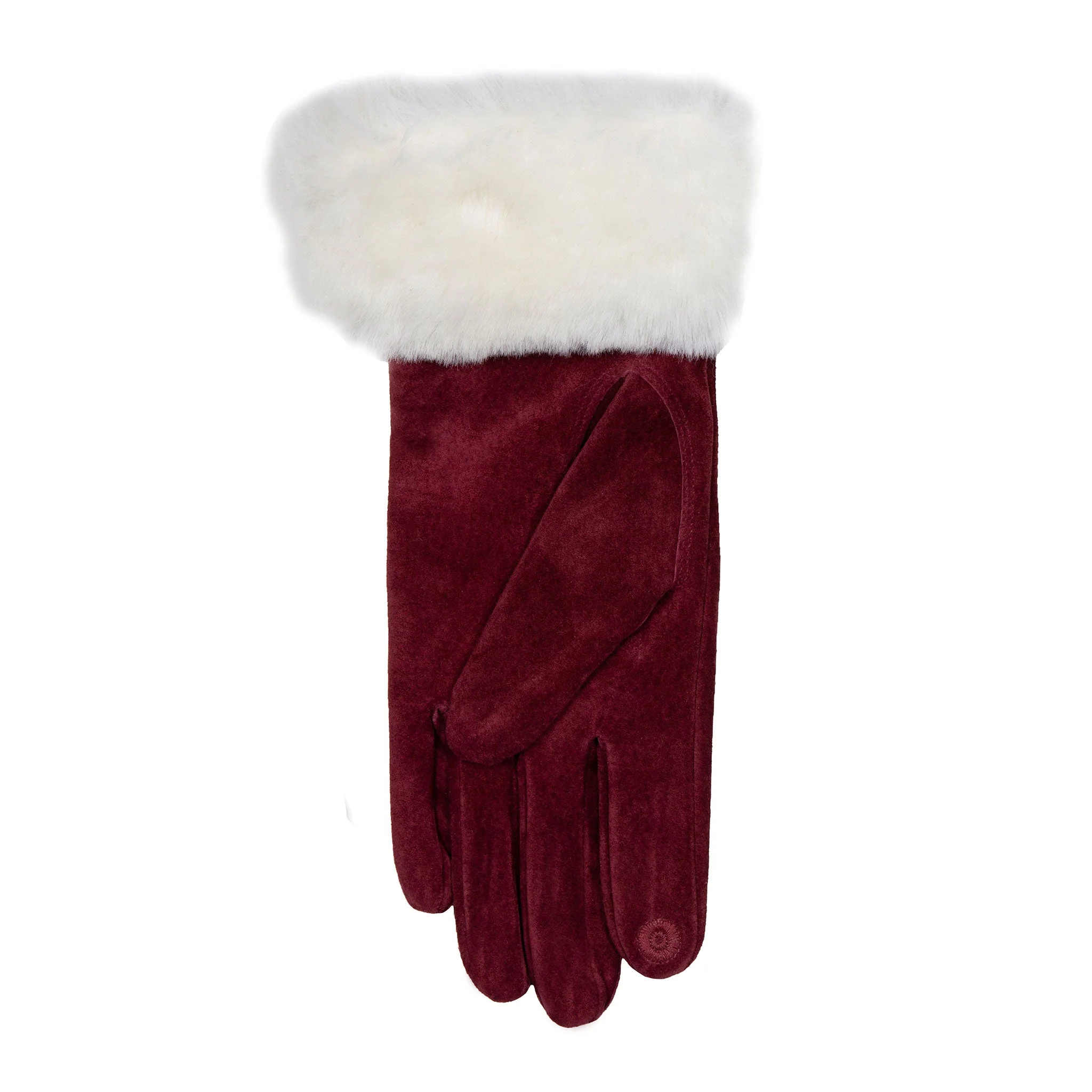 Women’s Touchscreen Water-Resistant Lined Suede Gloves with Sheepskin Cuffs - Image 7