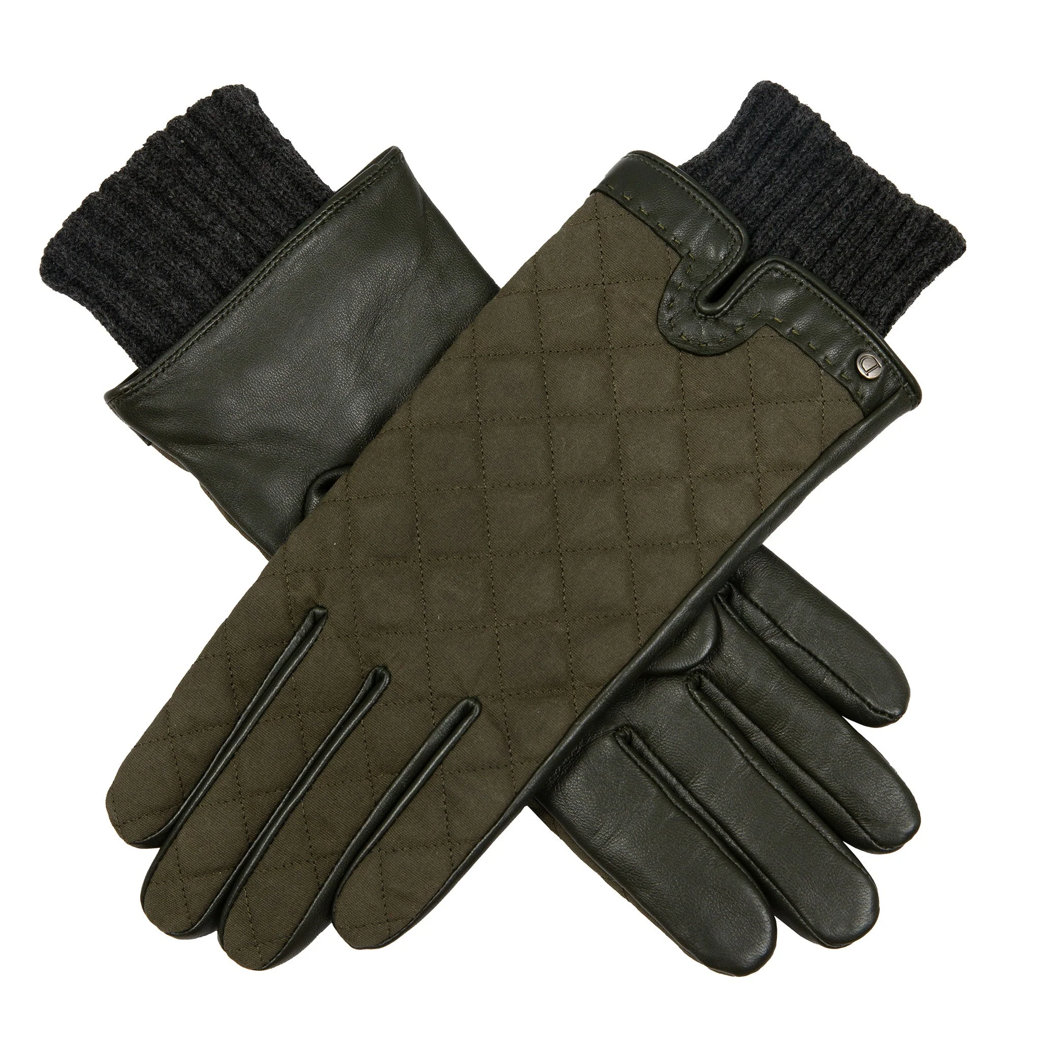 Women’s Touchscreen Water-Resistant Lined Waxed Cotton and Leather Gloves with Knitted Cuffs - Image 13
