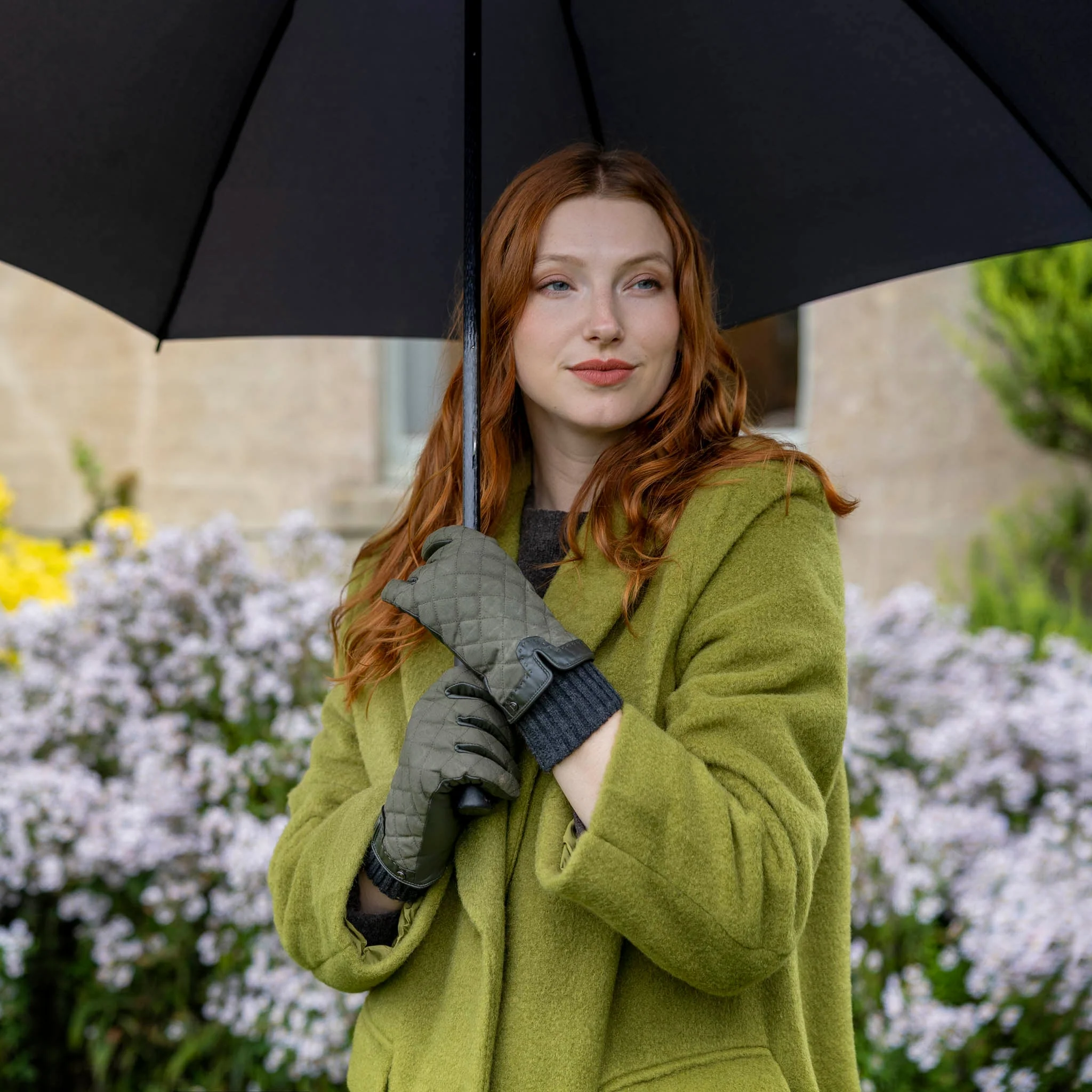 Women’s Touchscreen Water-Resistant Lined Waxed Cotton and Leather Gloves with Knitted Cuffs - Image 14