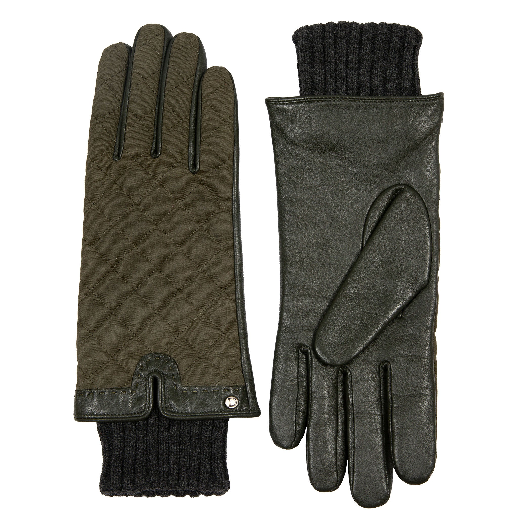 Women’s Touchscreen Water-Resistant Lined Waxed Cotton and Leather Gloves with Knitted Cuffs - Image 16