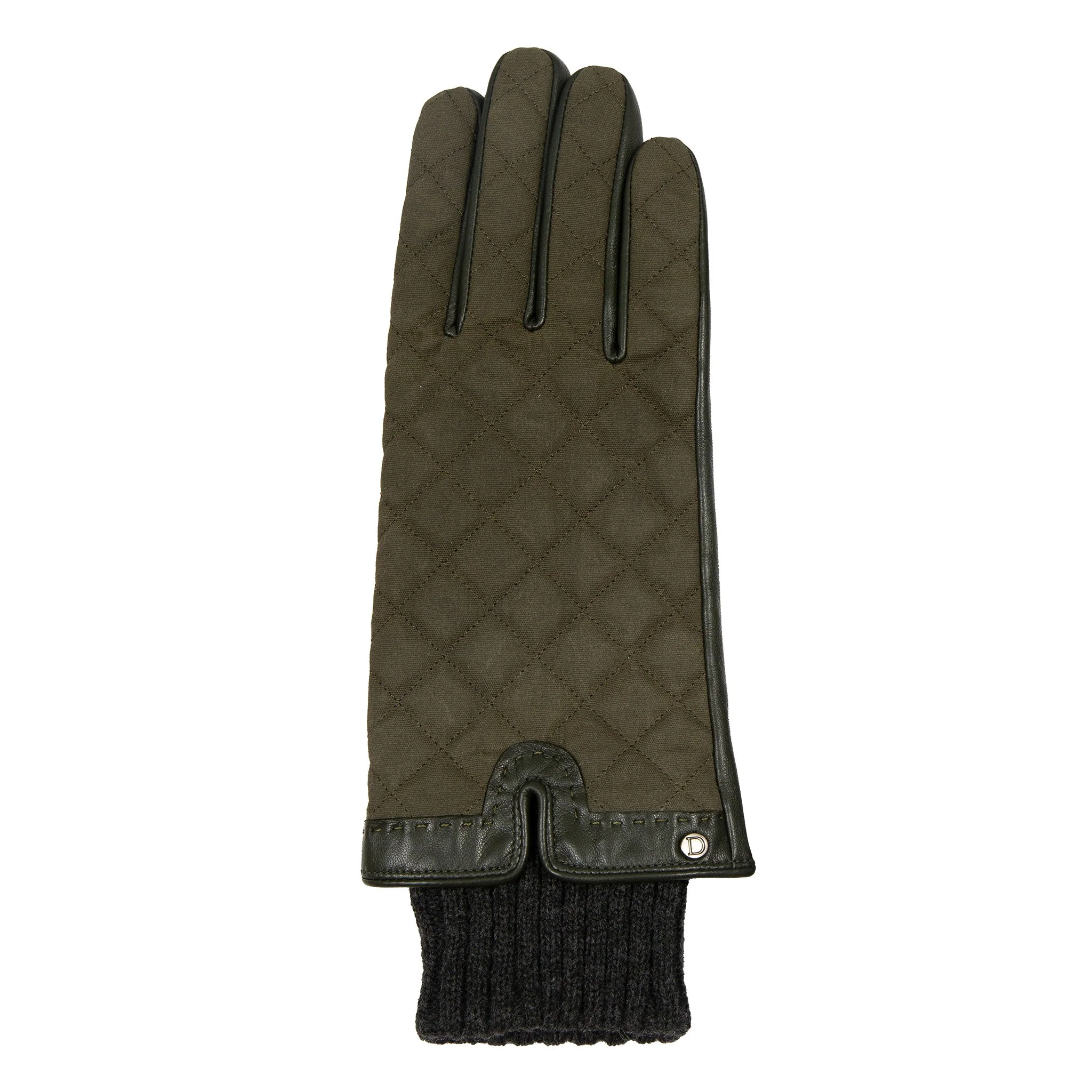 Women’s Touchscreen Water-Resistant Lined Waxed Cotton and Leather Gloves with Knitted Cuffs - Image 17