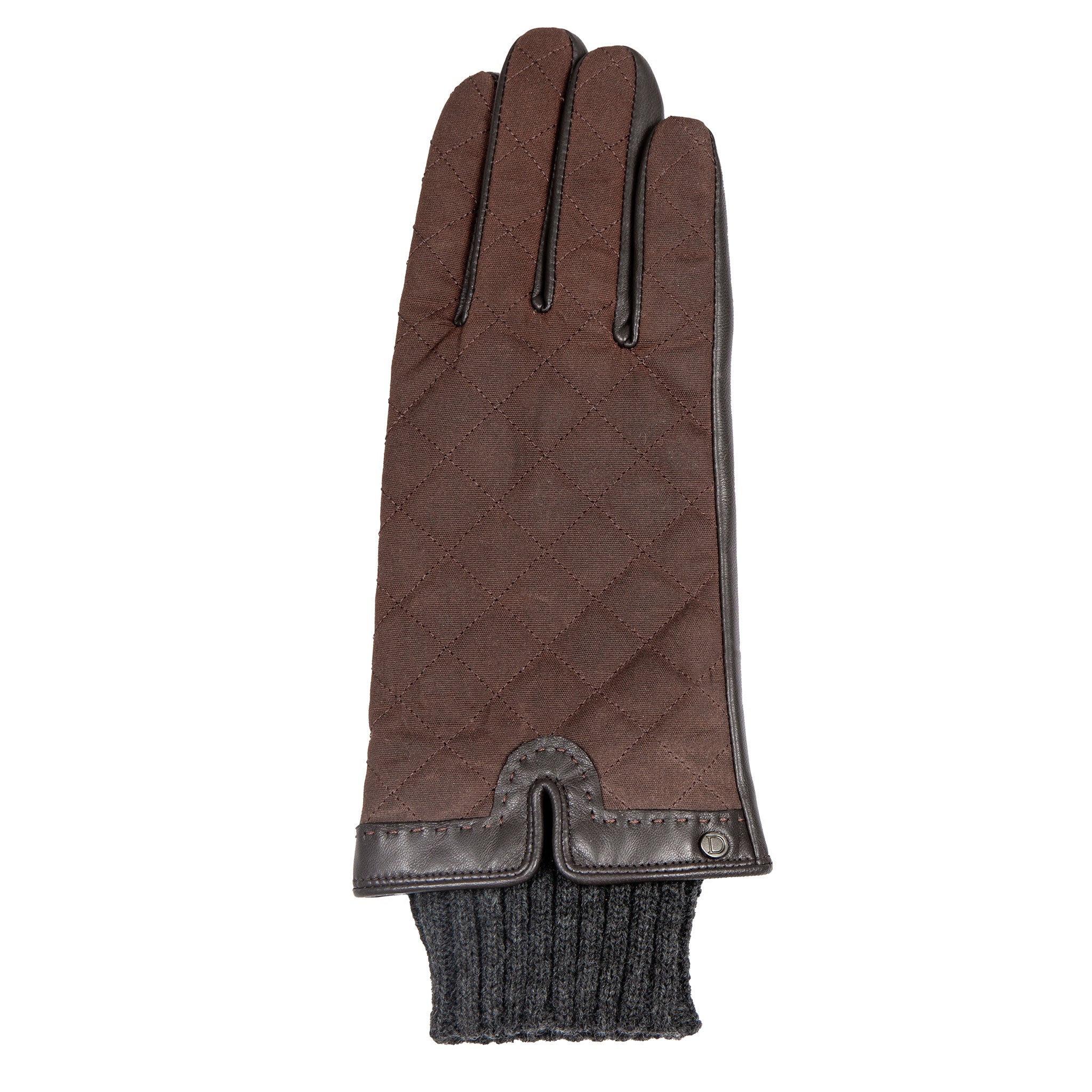 Women’s Touchscreen Water-Resistant Lined Waxed Cotton and Leather Gloves with Knitted Cuffs - Image 5