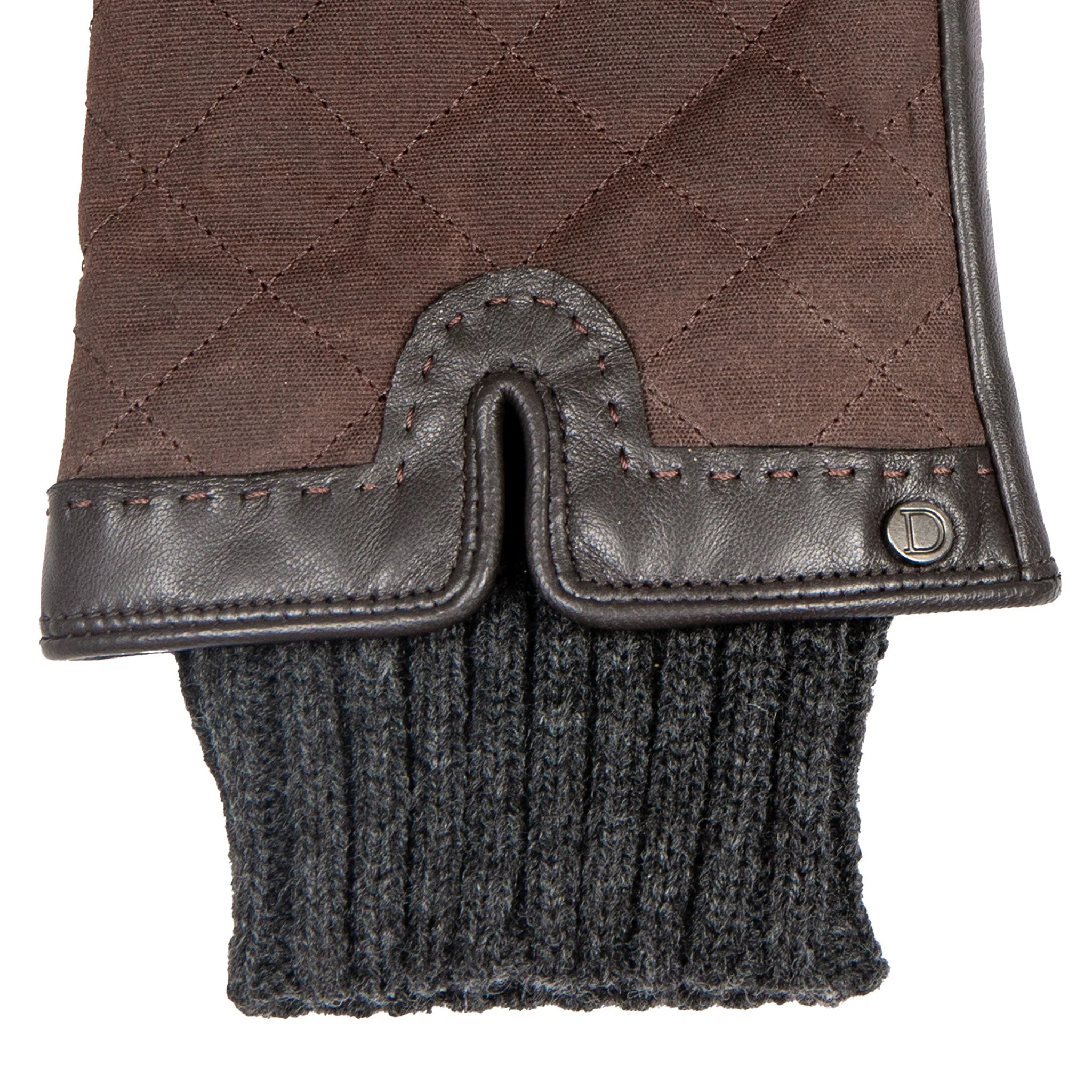 Women’s Touchscreen Water-Resistant Lined Waxed Cotton and Leather Gloves with Knitted Cuffs - Image 6