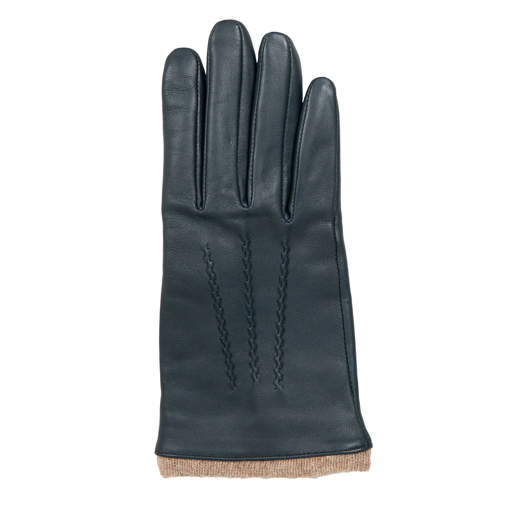 Women’s Three-Point Wool Blend-Lined Leather Gloves with Knitted Cuffs - Image 13