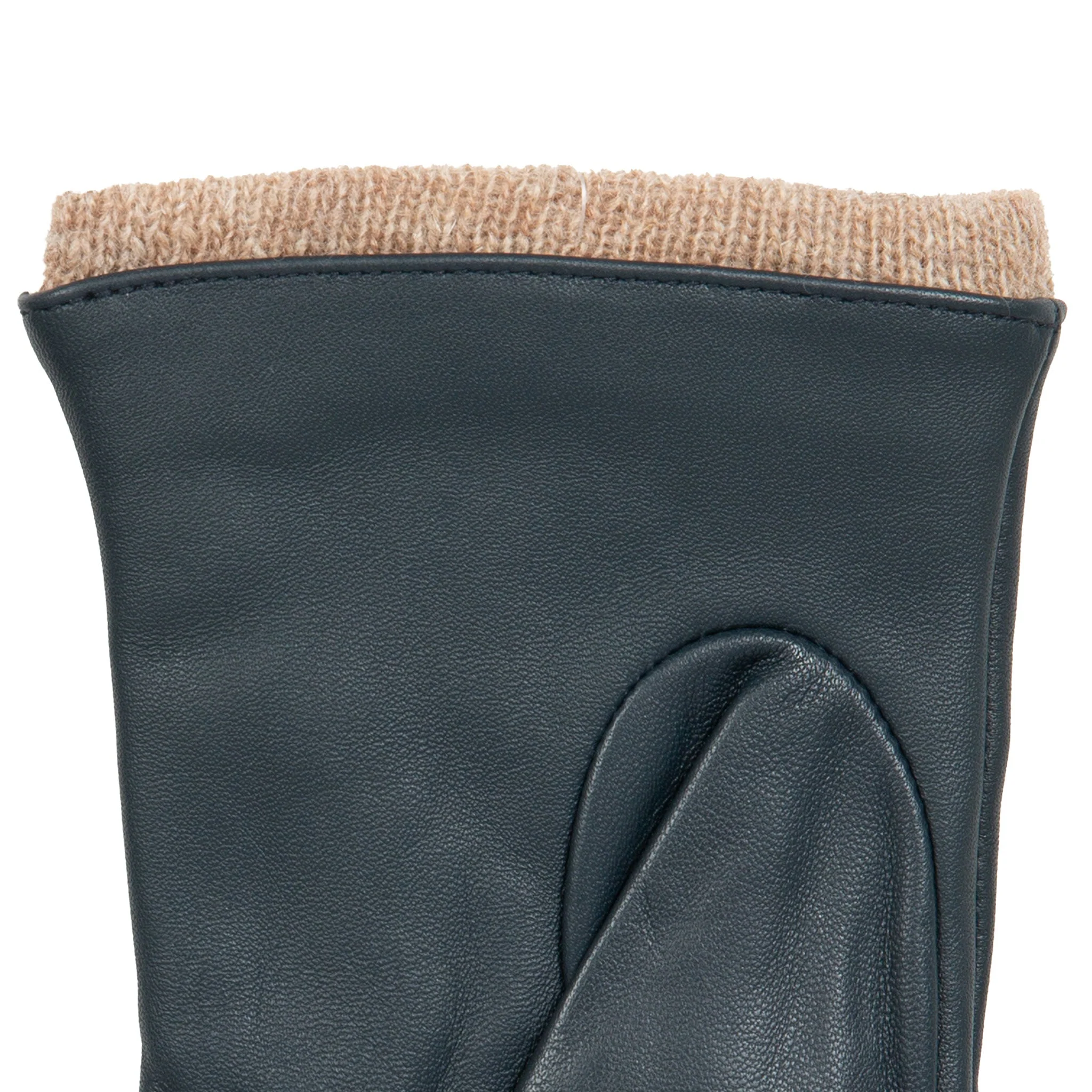 Women’s Three-Point Wool Blend-Lined Leather Gloves with Knitted Cuffs - Image 16