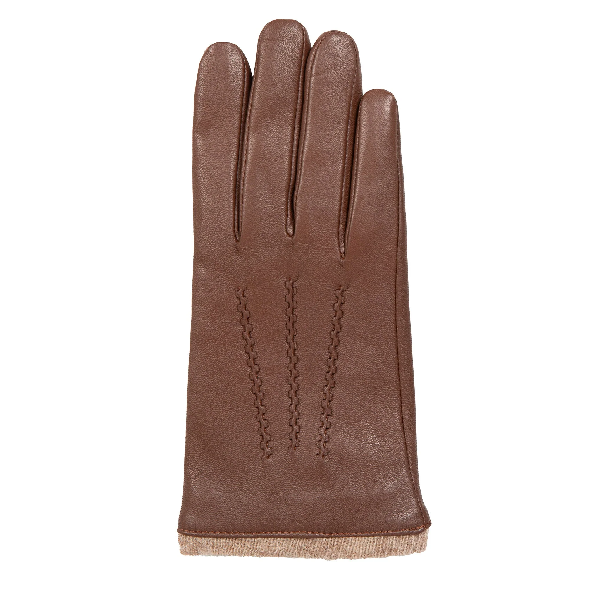 Women’s Three-Point Wool Blend-Lined Leather Gloves with Knitted Cuffs - Image 24
