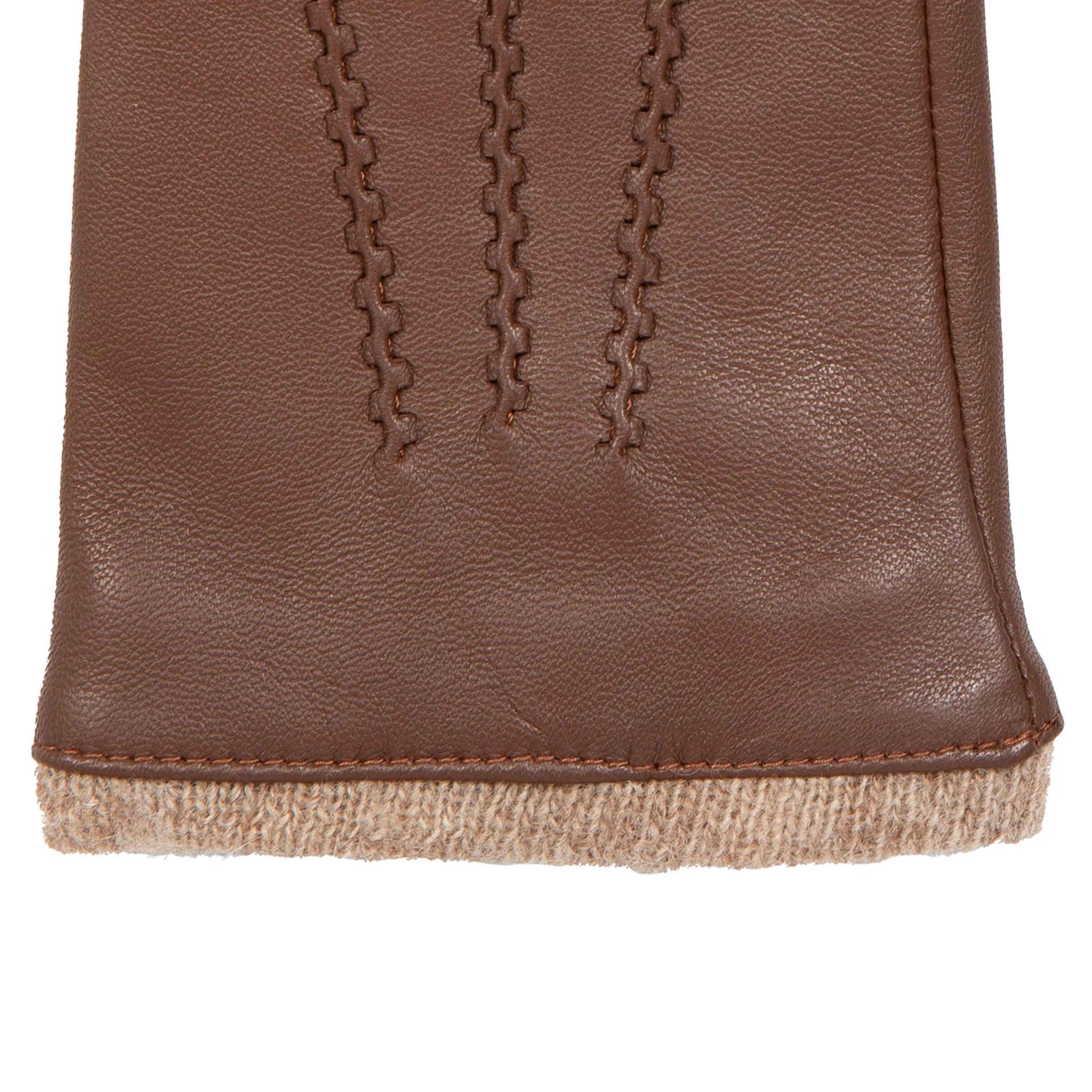 Women’s Three-Point Wool Blend-Lined Leather Gloves with Knitted Cuffs - Image 25