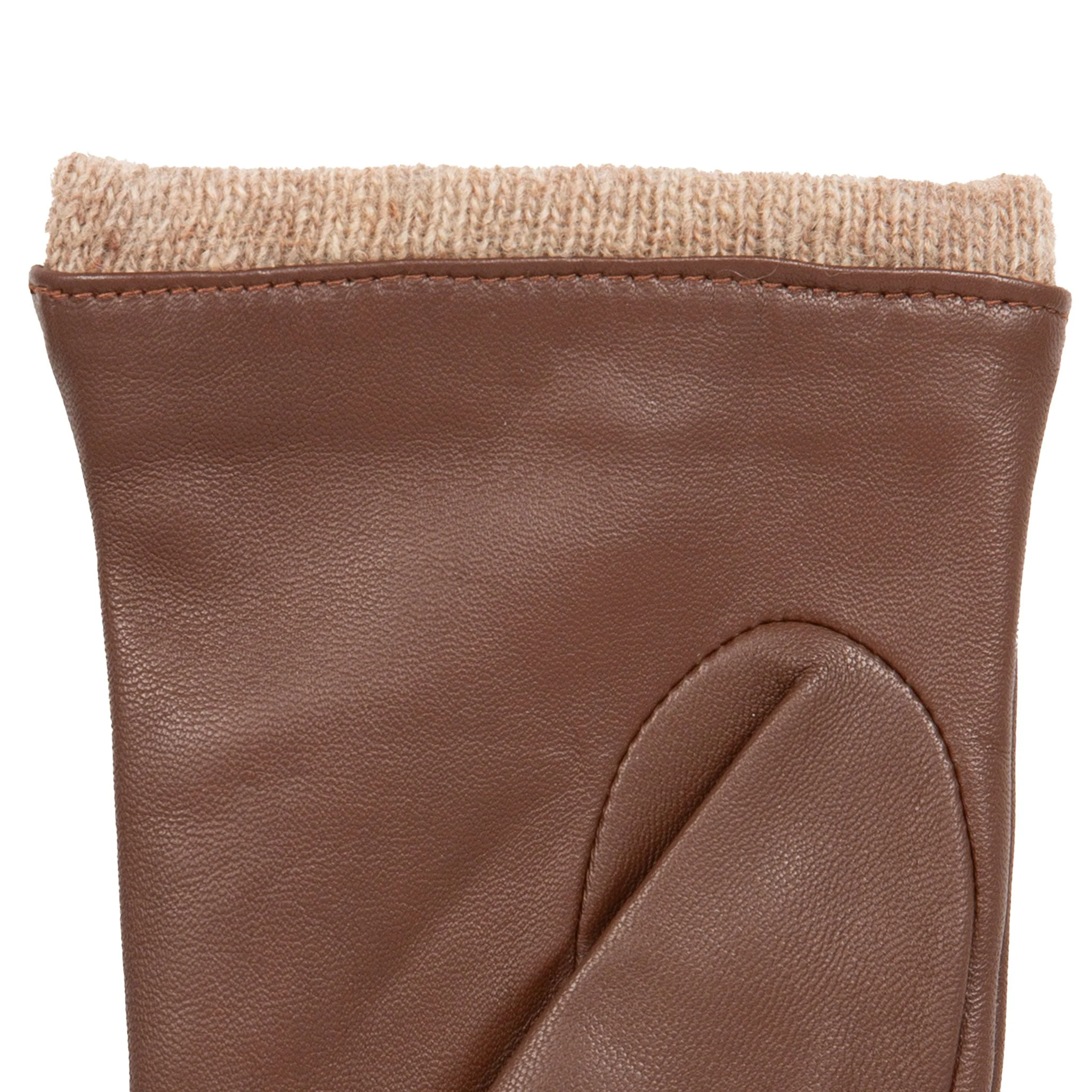 Women’s Three-Point Wool Blend-Lined Leather Gloves with Knitted Cuffs - Image 27