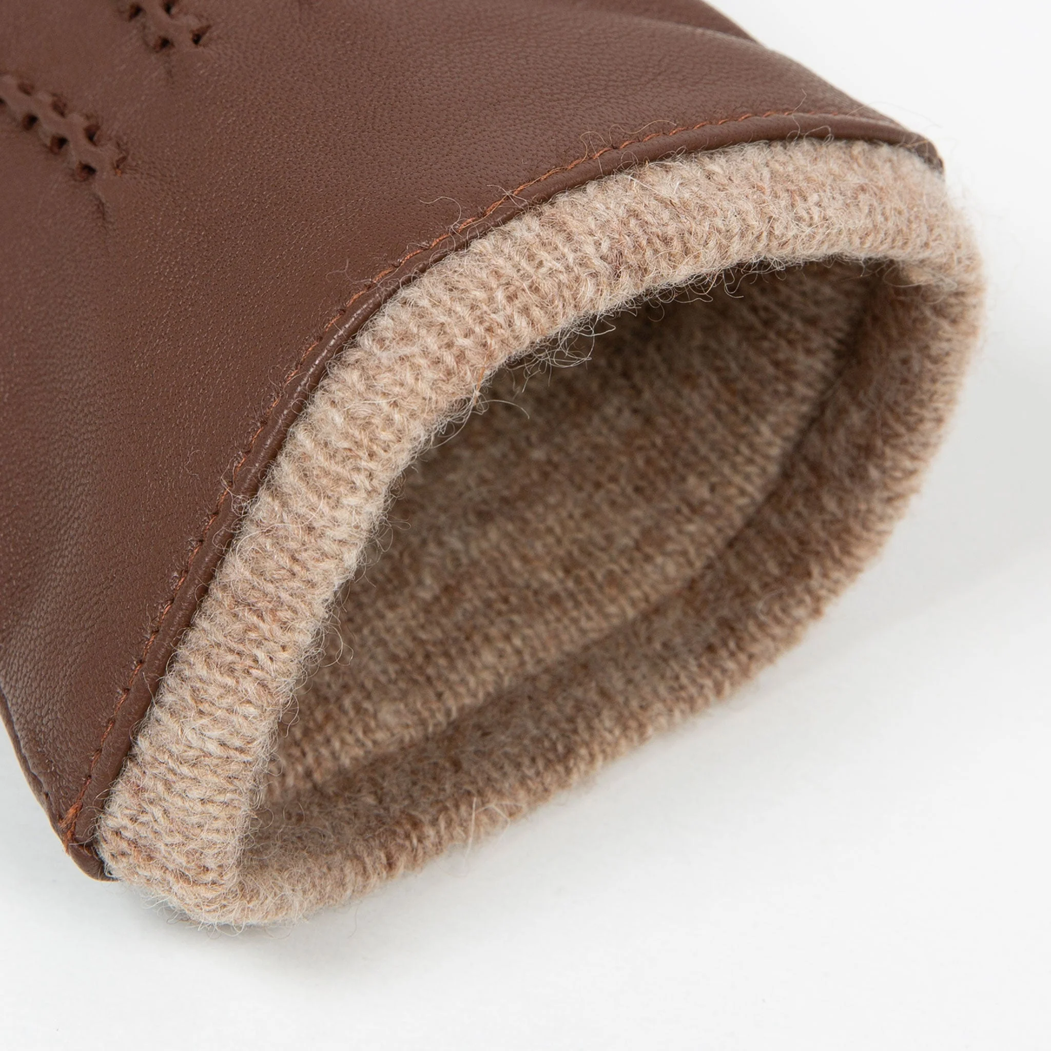 Women’s Three-Point Wool Blend-Lined Leather Gloves with Knitted Cuffs - Image 30