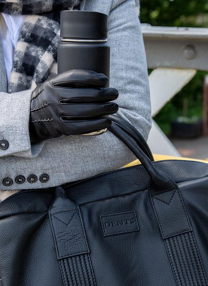 Women’s Three-Point Wool Blend-Lined Leather Gloves with Knitted Cuffs - Image 33