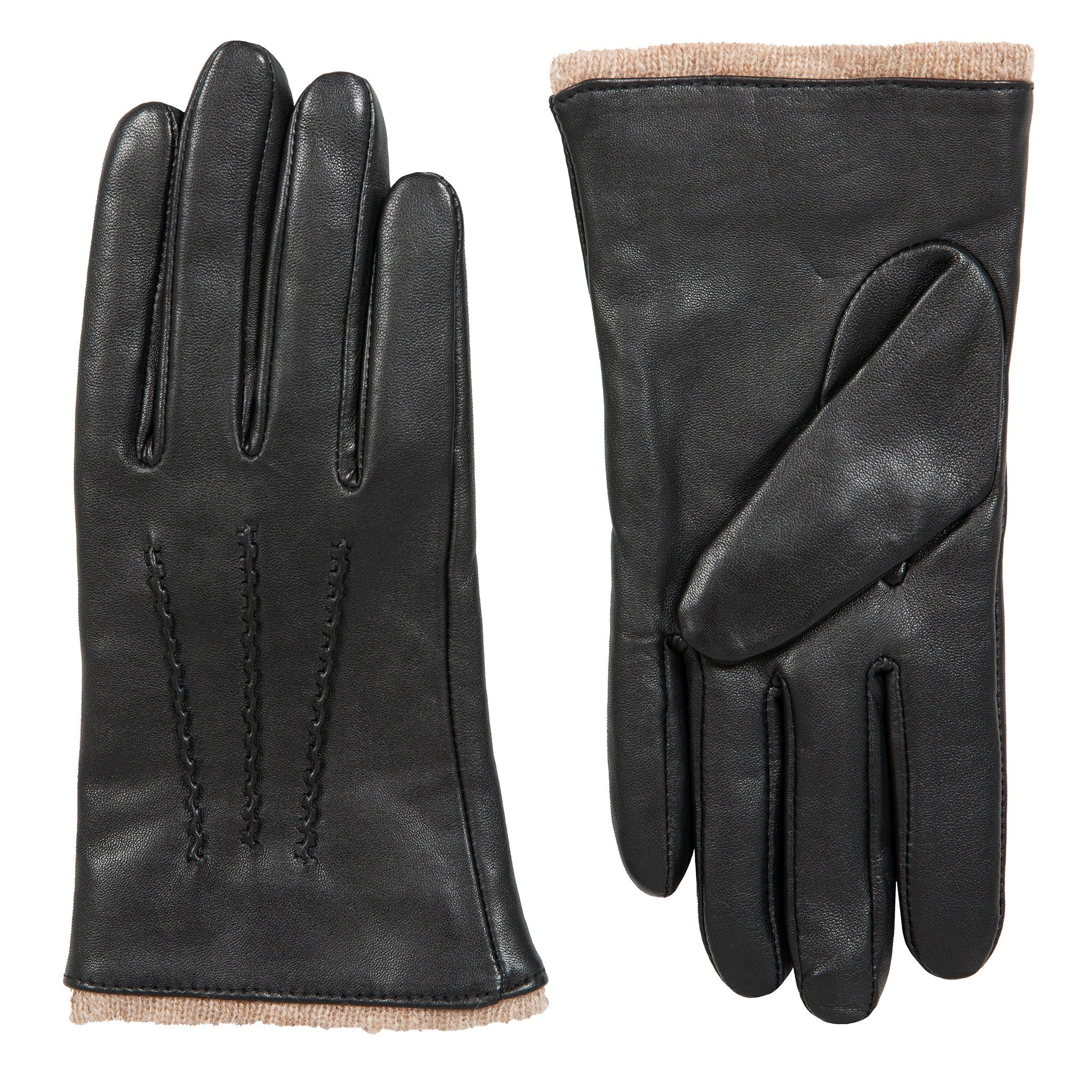 Women’s Three-Point Wool Blend-Lined Leather Gloves with Knitted Cuffs - Image 34