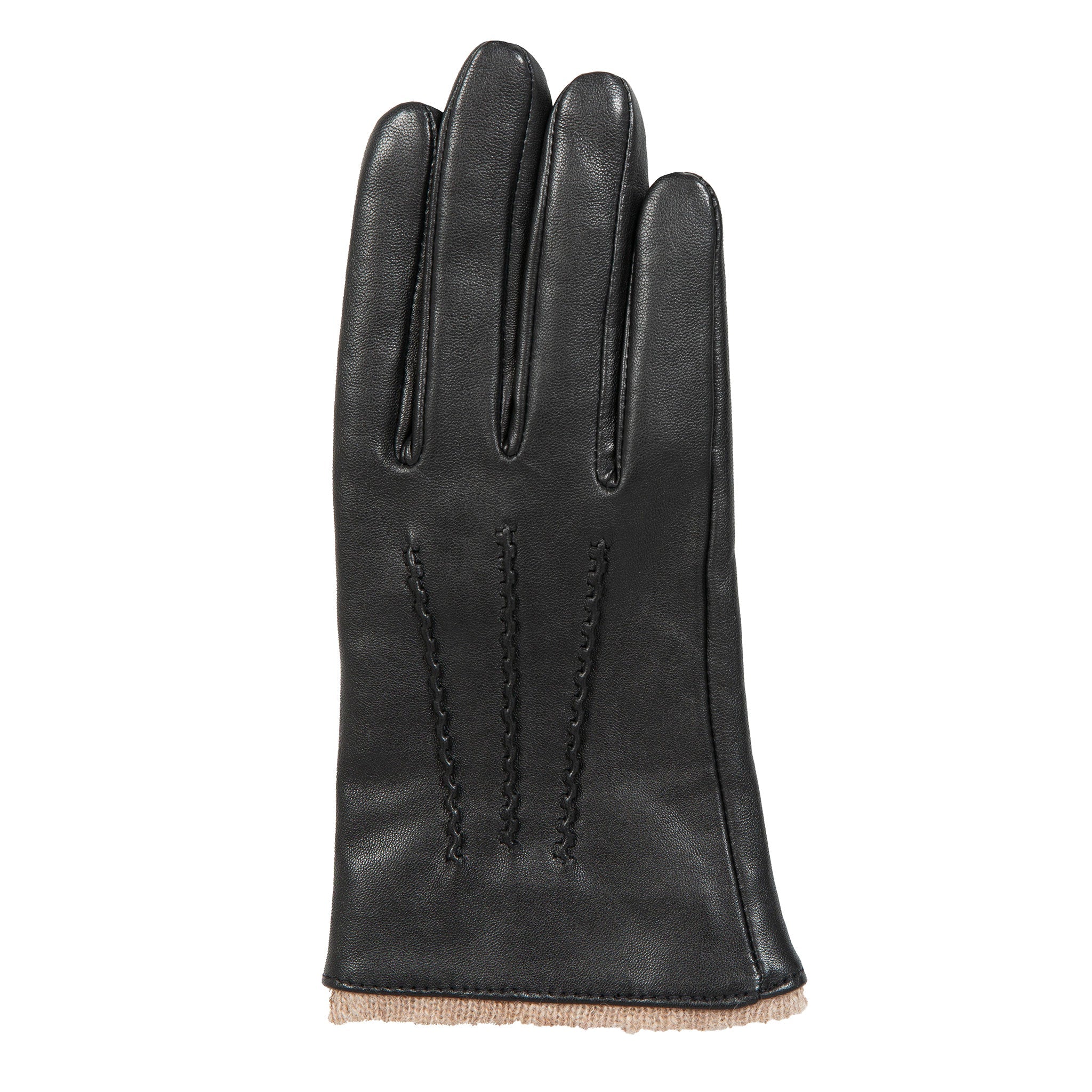 Women’s Three-Point Wool Blend-Lined Leather Gloves with Knitted Cuffs - Image 35