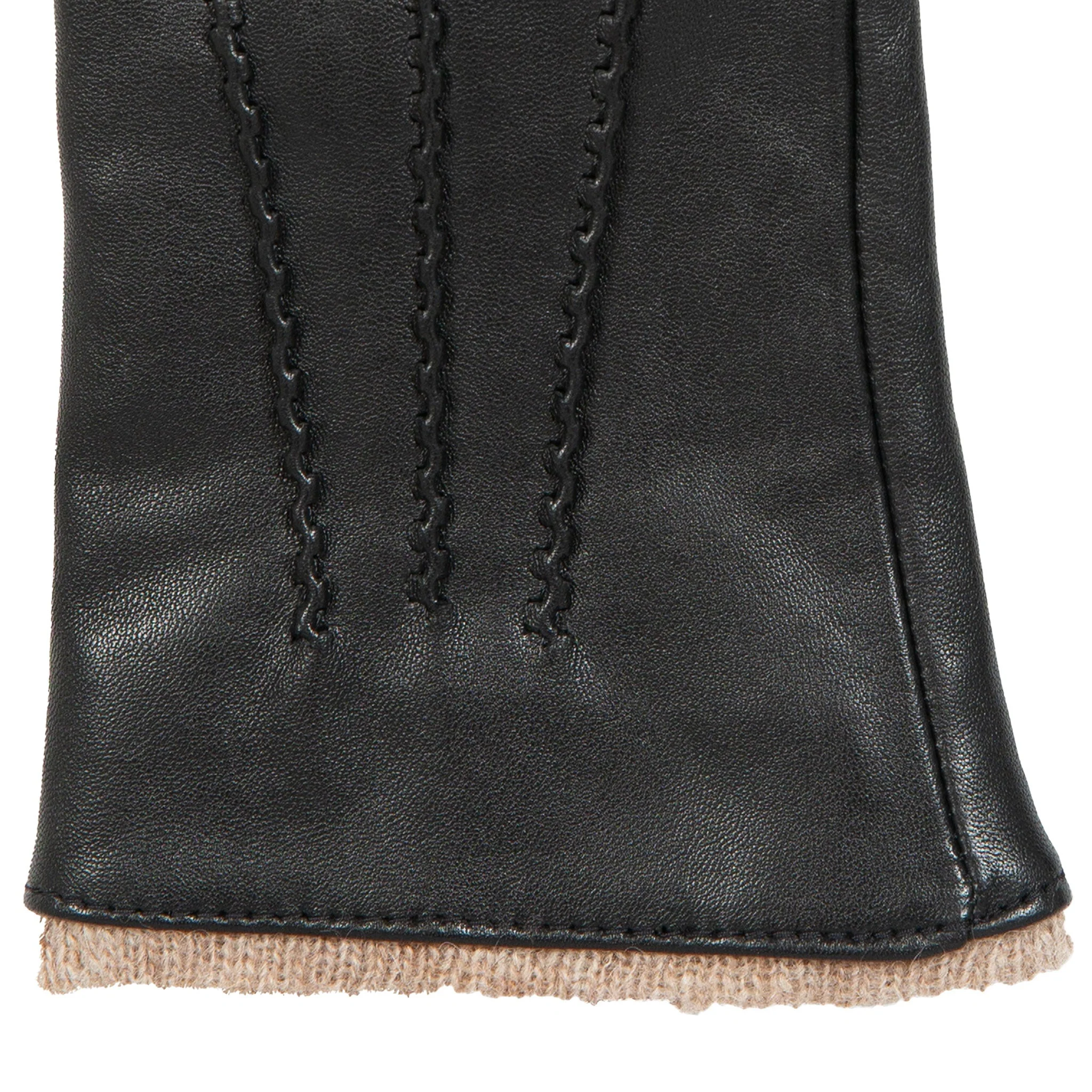 Women’s Three-Point Wool Blend-Lined Leather Gloves with Knitted Cuffs - Image 36