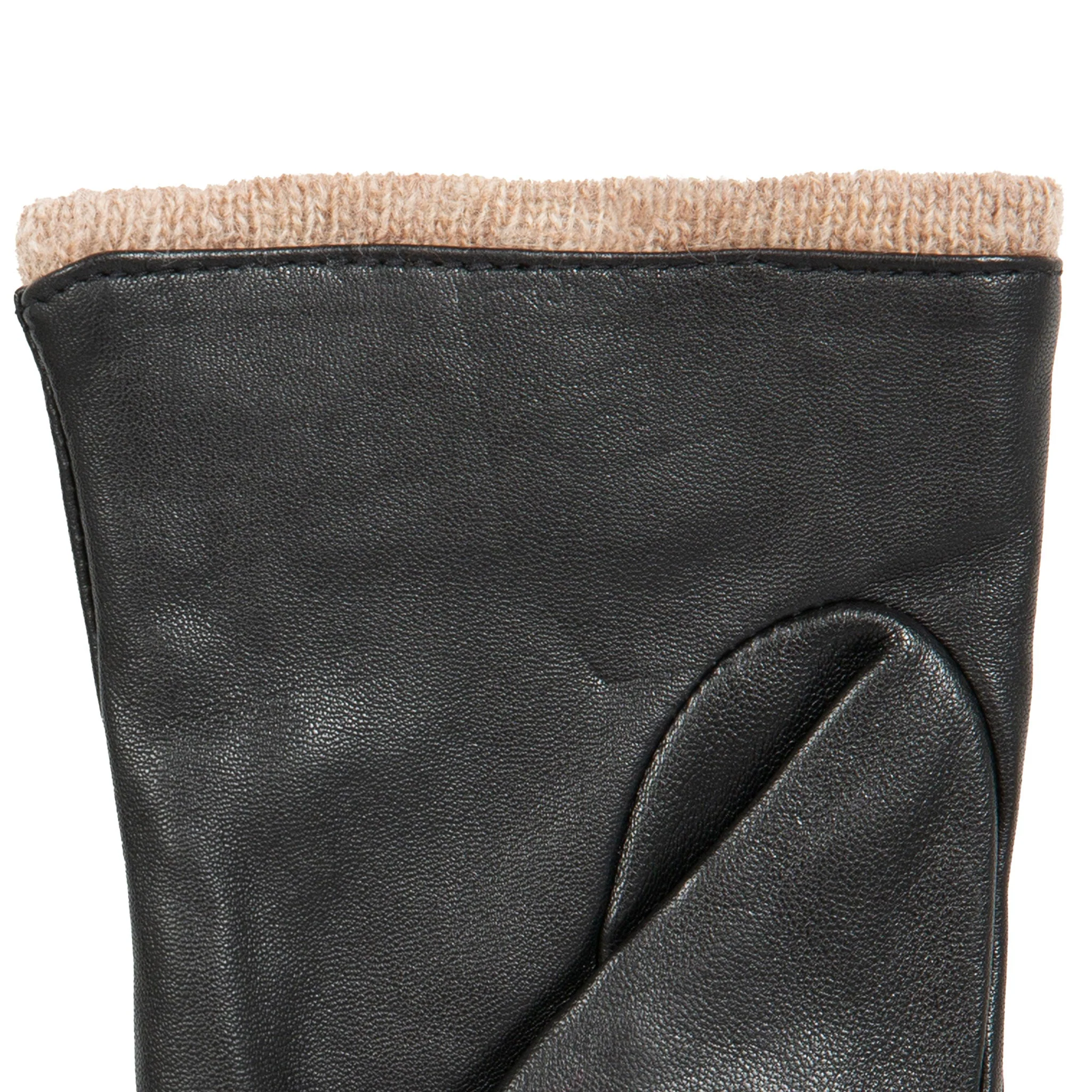 Women’s Three-Point Wool Blend-Lined Leather Gloves with Knitted Cuffs - Image 38
