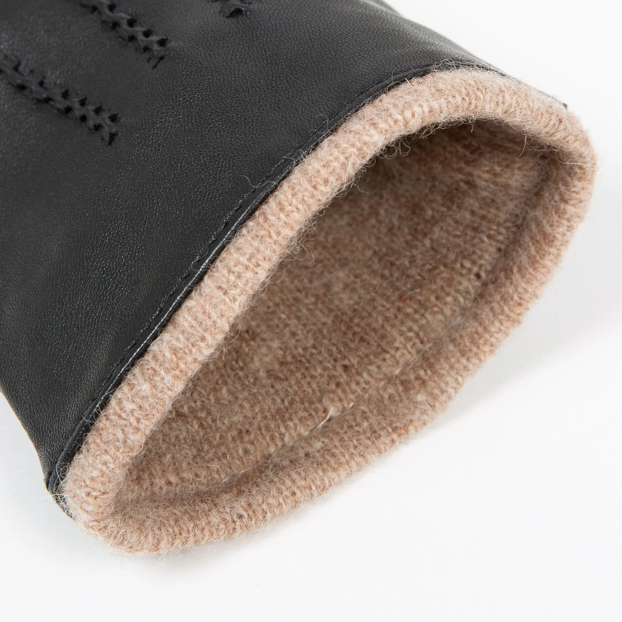 Women’s Three-Point Wool Blend-Lined Leather Gloves with Knitted Cuffs - Image 41
