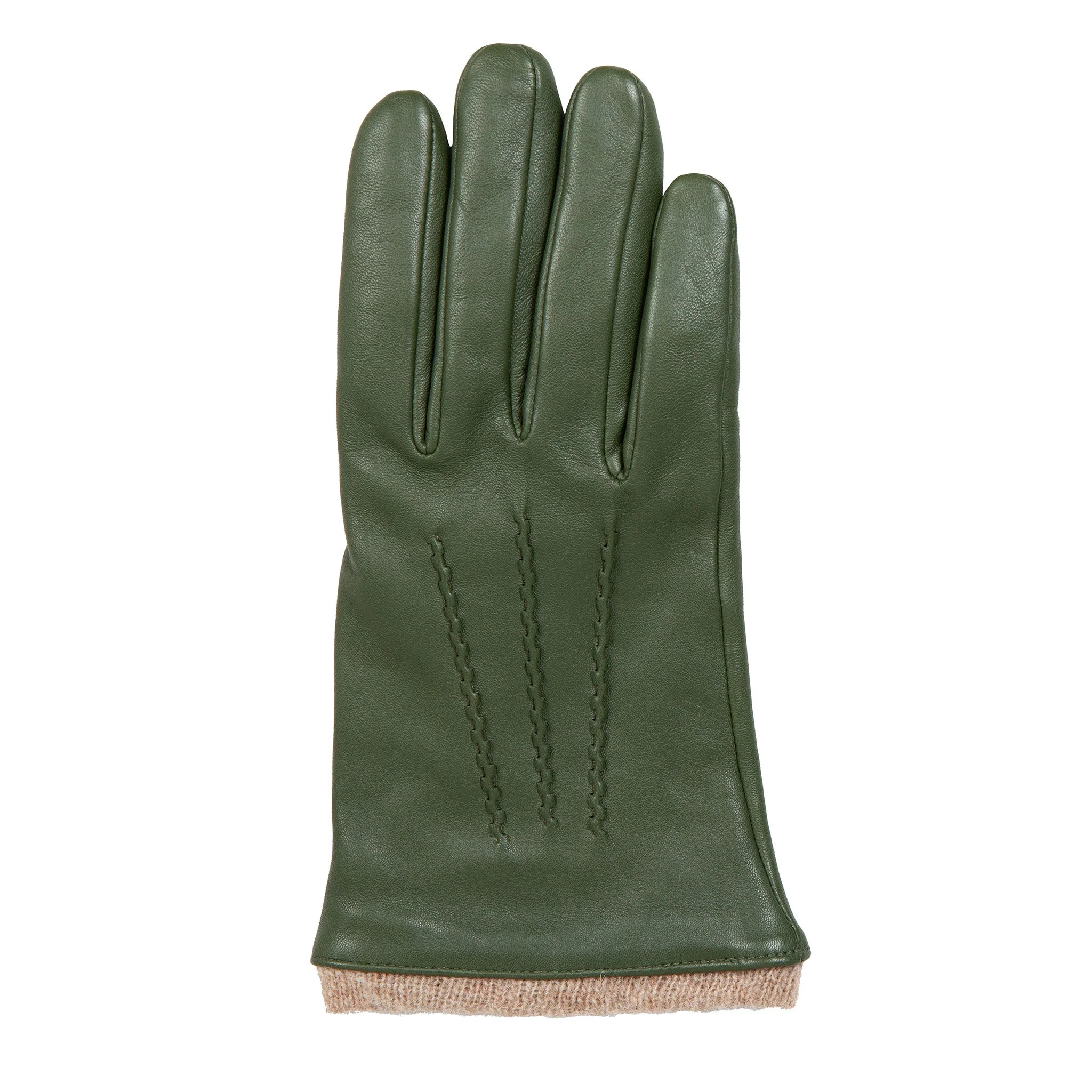 Women’s Three-Point Wool Blend-Lined Leather Gloves with Knitted Cuffs - Image 46