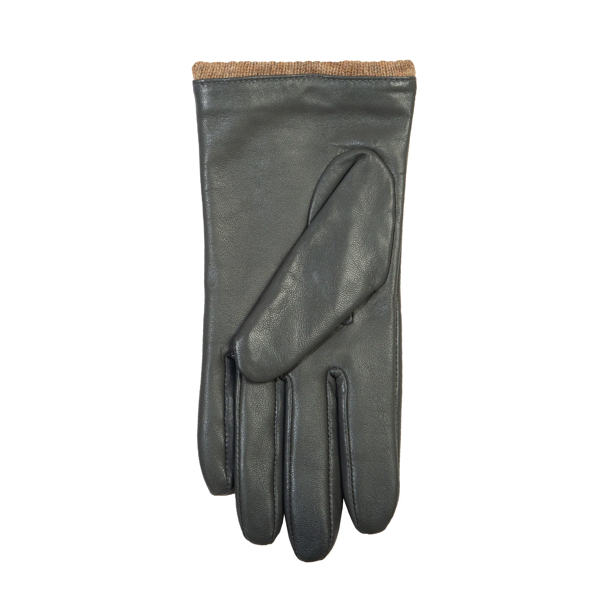 Women’s Three-Point Wool Blend-Lined Leather Gloves with Knitted Cuffs - Image 5