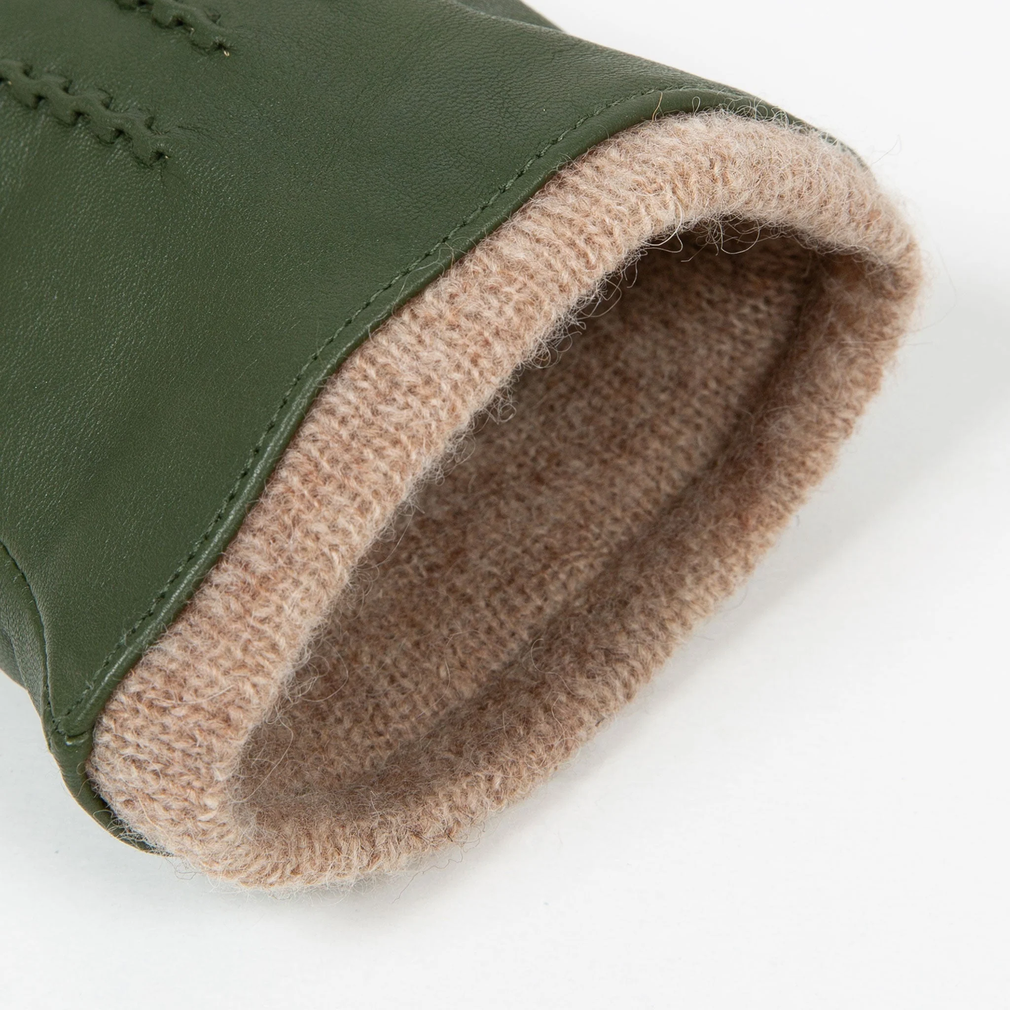 Women’s Three-Point Wool Blend-Lined Leather Gloves with Knitted Cuffs - Image 52