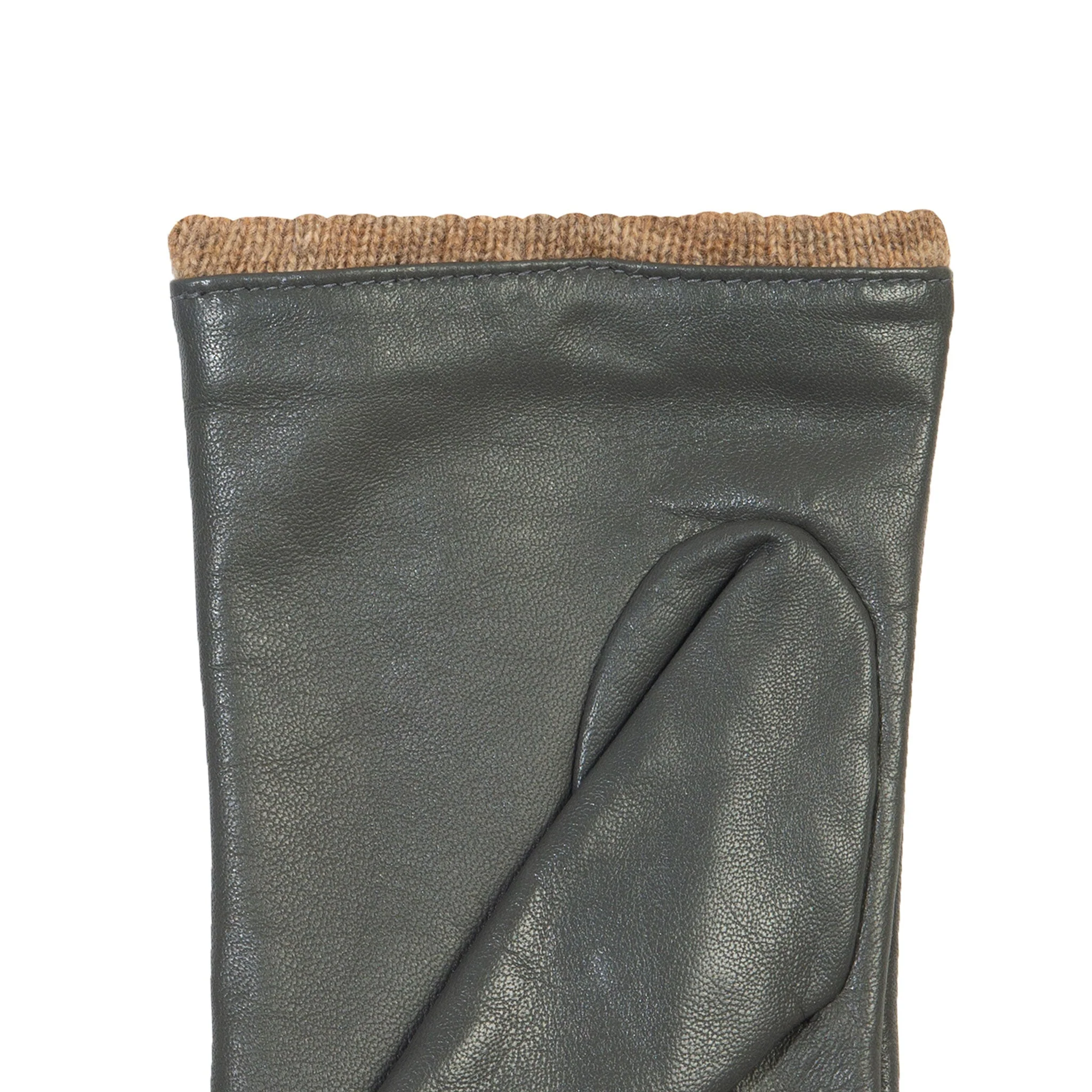 Women’s Three-Point Wool Blend-Lined Leather Gloves with Knitted Cuffs - Image 6