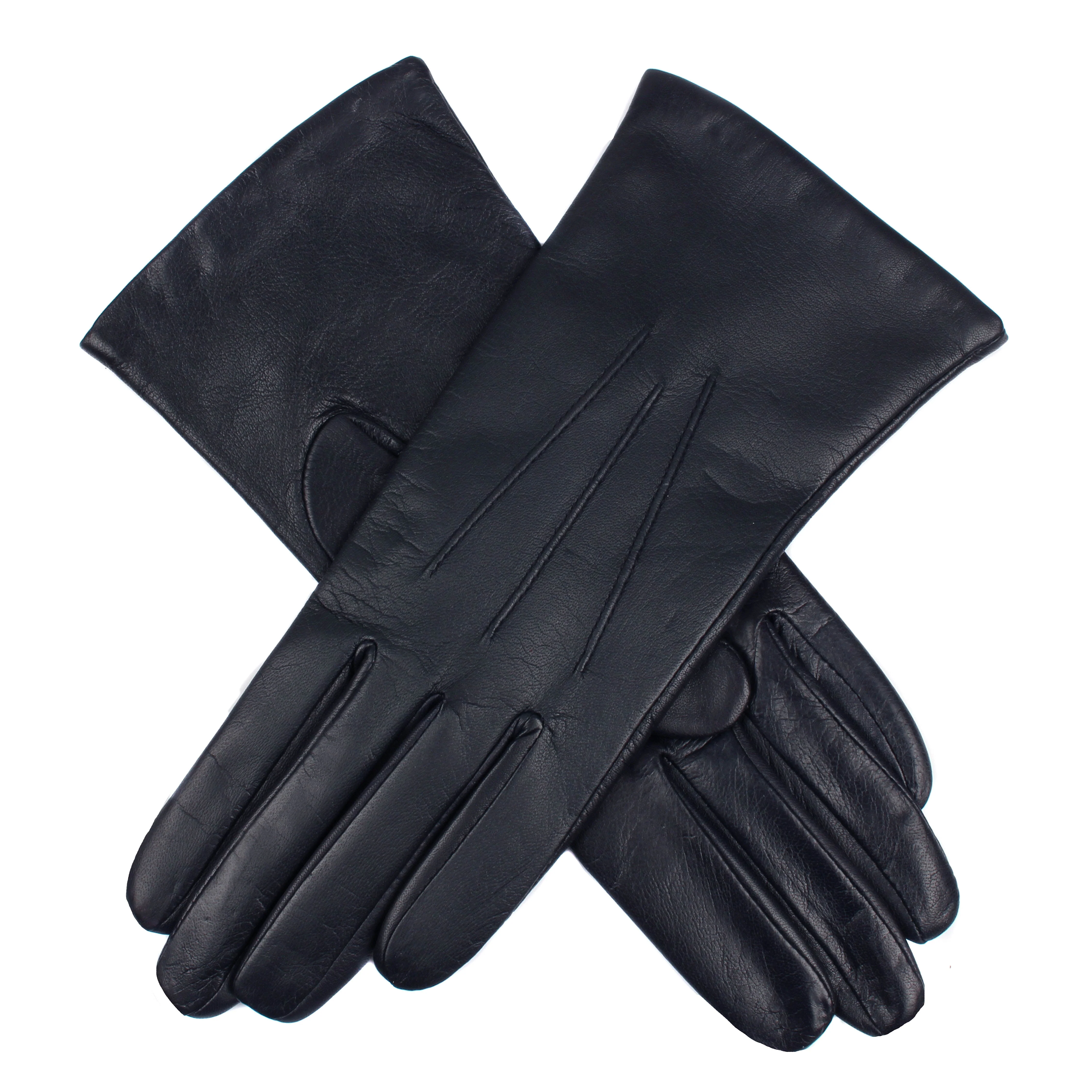 Women's Three-Point Cashmere-Lined Leather Gloves - Image 11