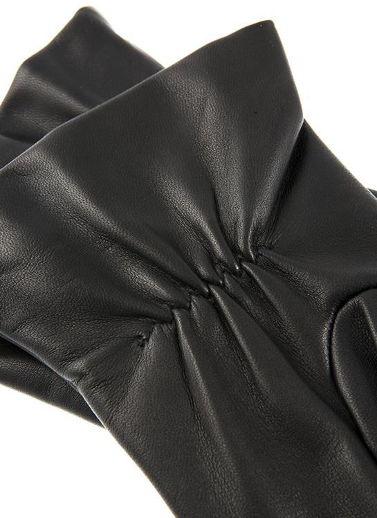 Women's Three-Point Cashmere-Lined Leather Gloves with Buttons - Image 4